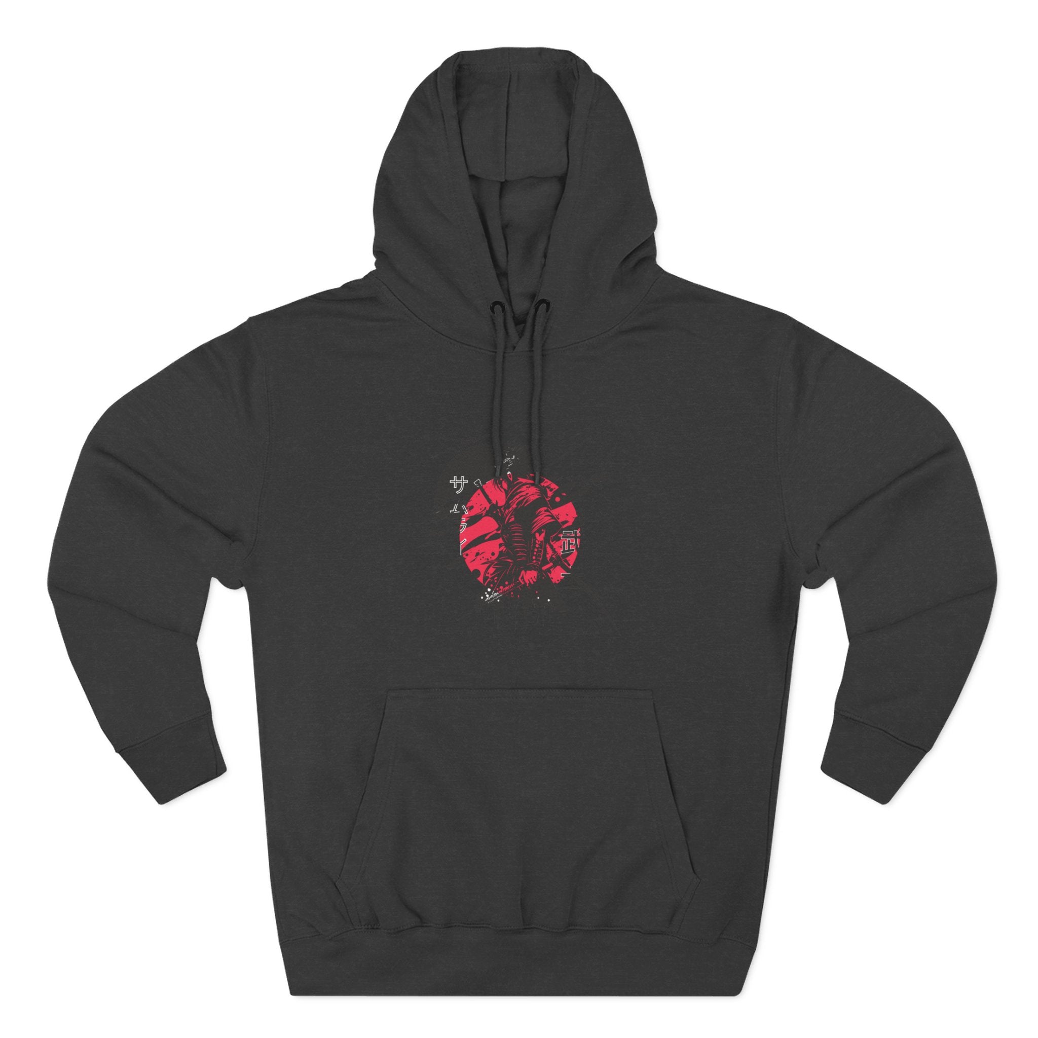 Grunge Rising Hoodie — Red Sun Graphic Fleece Hoodie