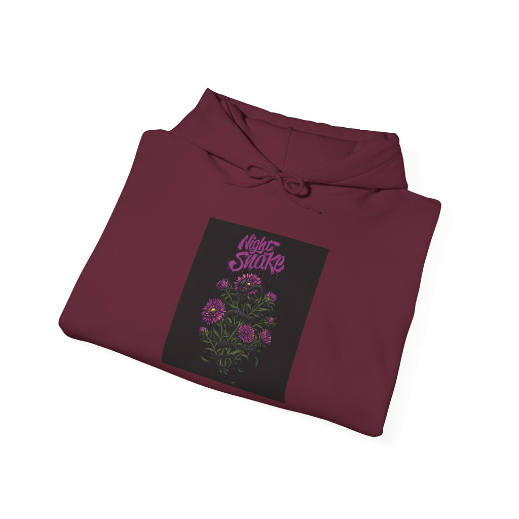 Floral Snake Hoodie — Dark Rose Garden Graphic Sweatshirt