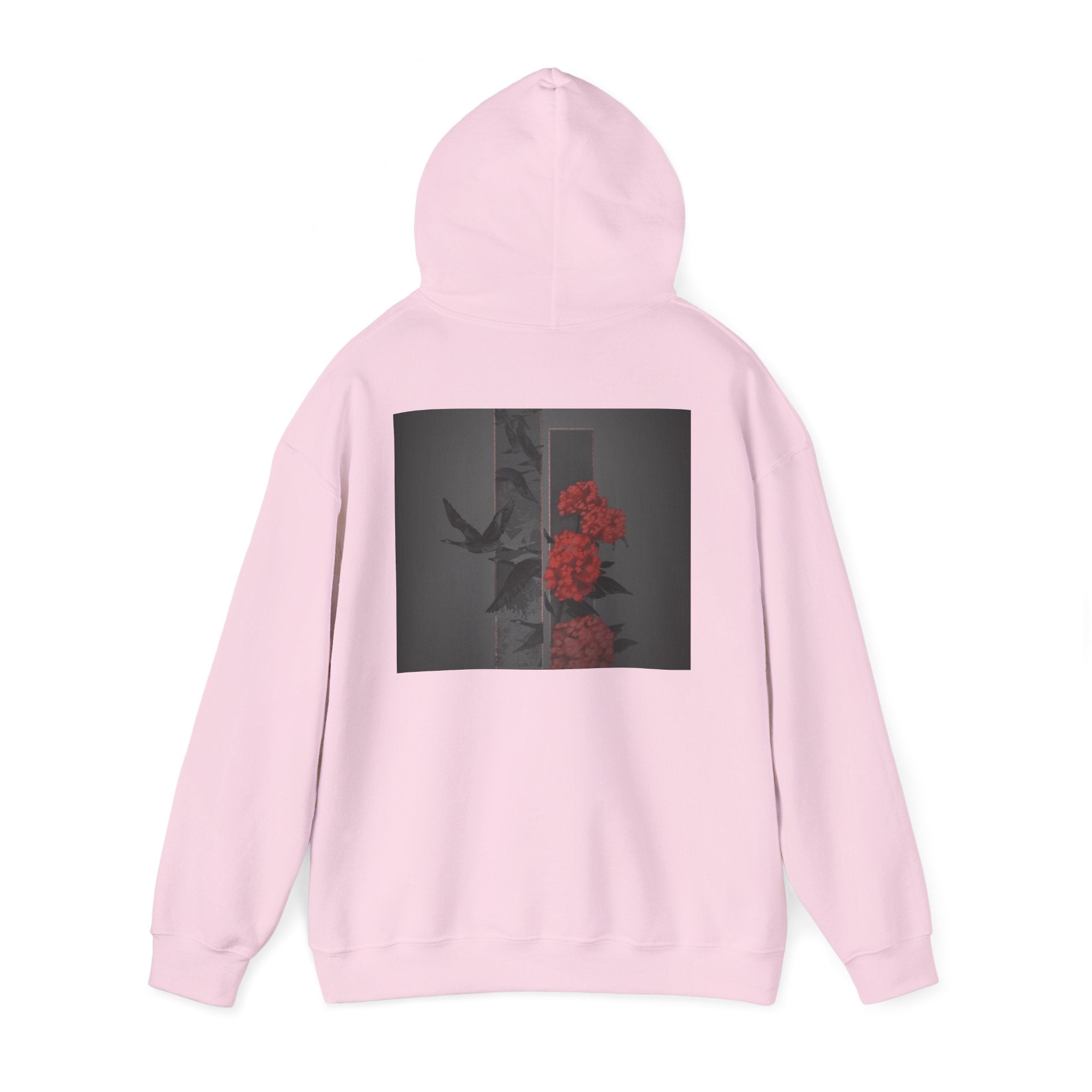 Floral Noir Hoodie — Red Roses on Dark Background