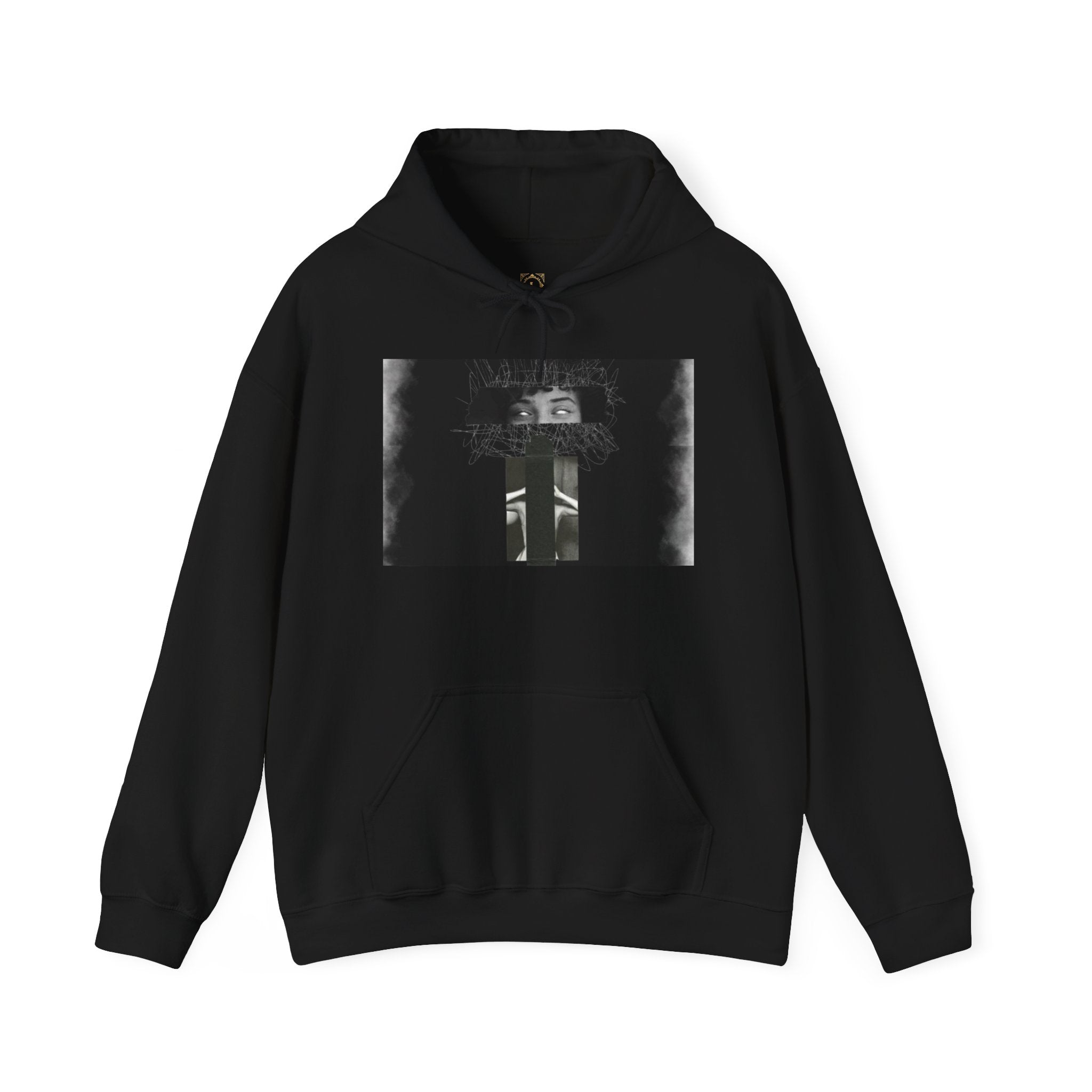 Mystic Window Hoodie — Gothic Portrait Smoke Graphic Hooded Sweatshirt
