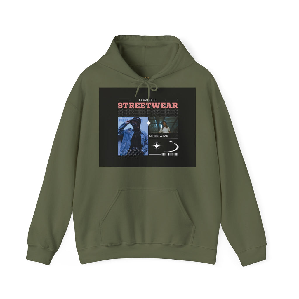 Streetwear Collage Hoodie — Retro Urban Graphic Sweatshirt