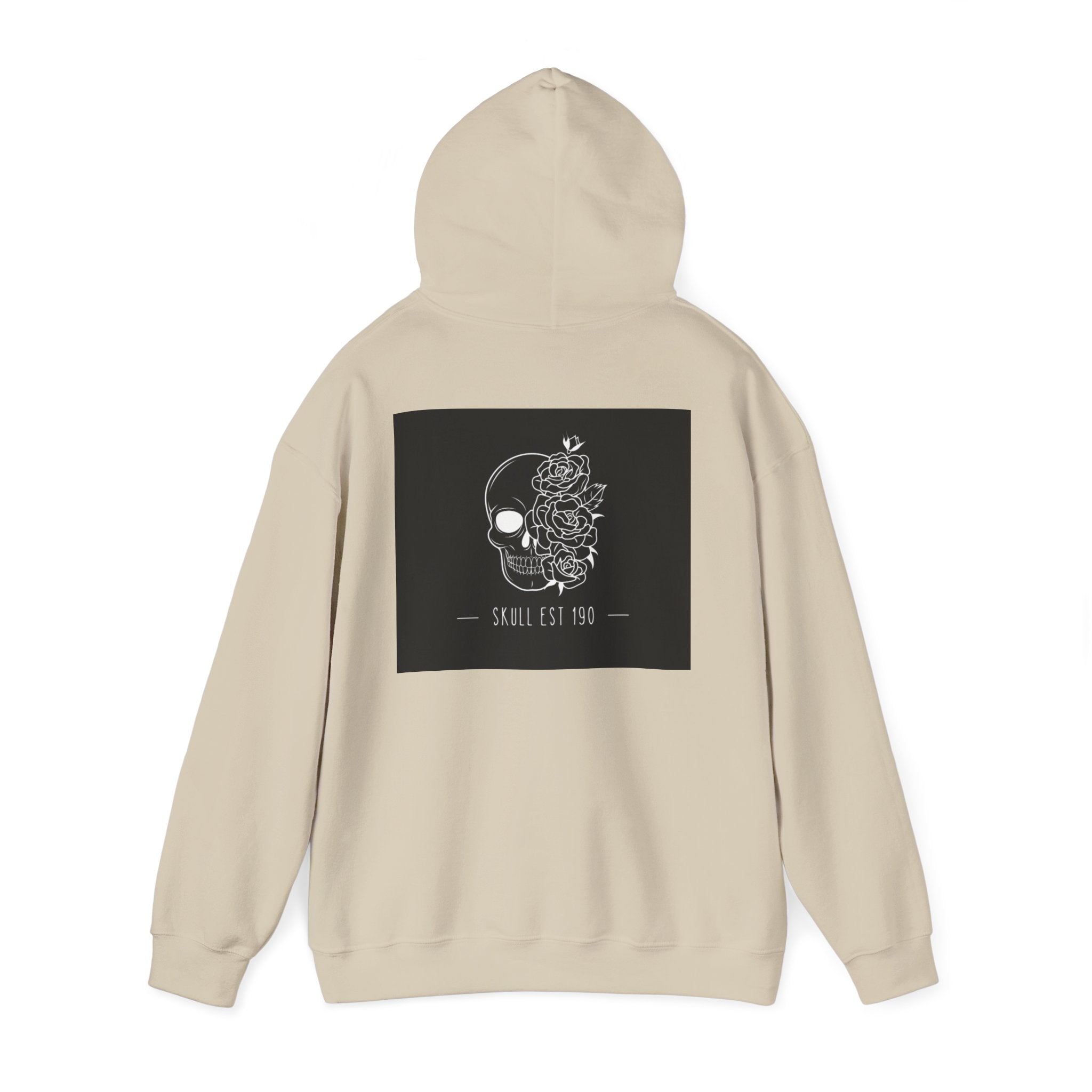Skull & Roses Hoodie — 'Skull Est 199' Gothic Graphic Pullover