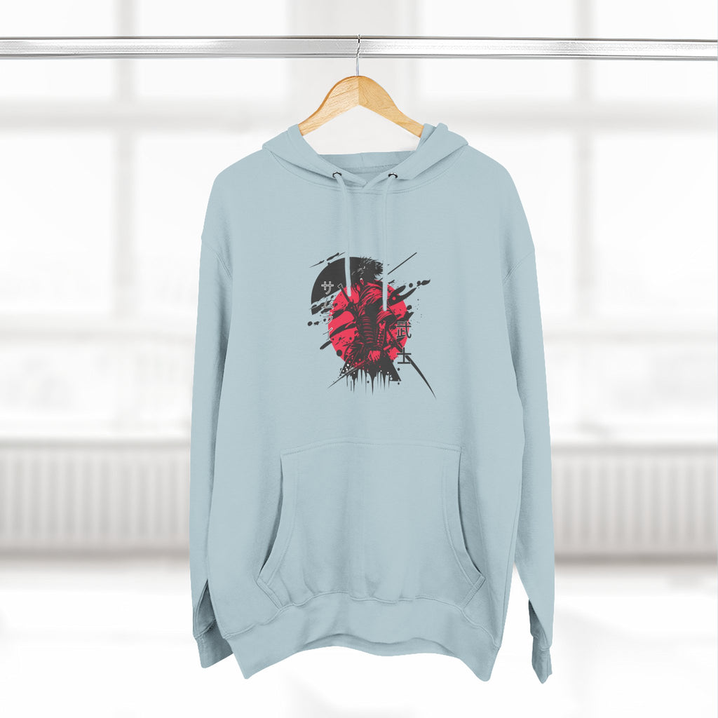 Grunge Rising Hoodie — Red Sun Graphic Fleece Hoodie