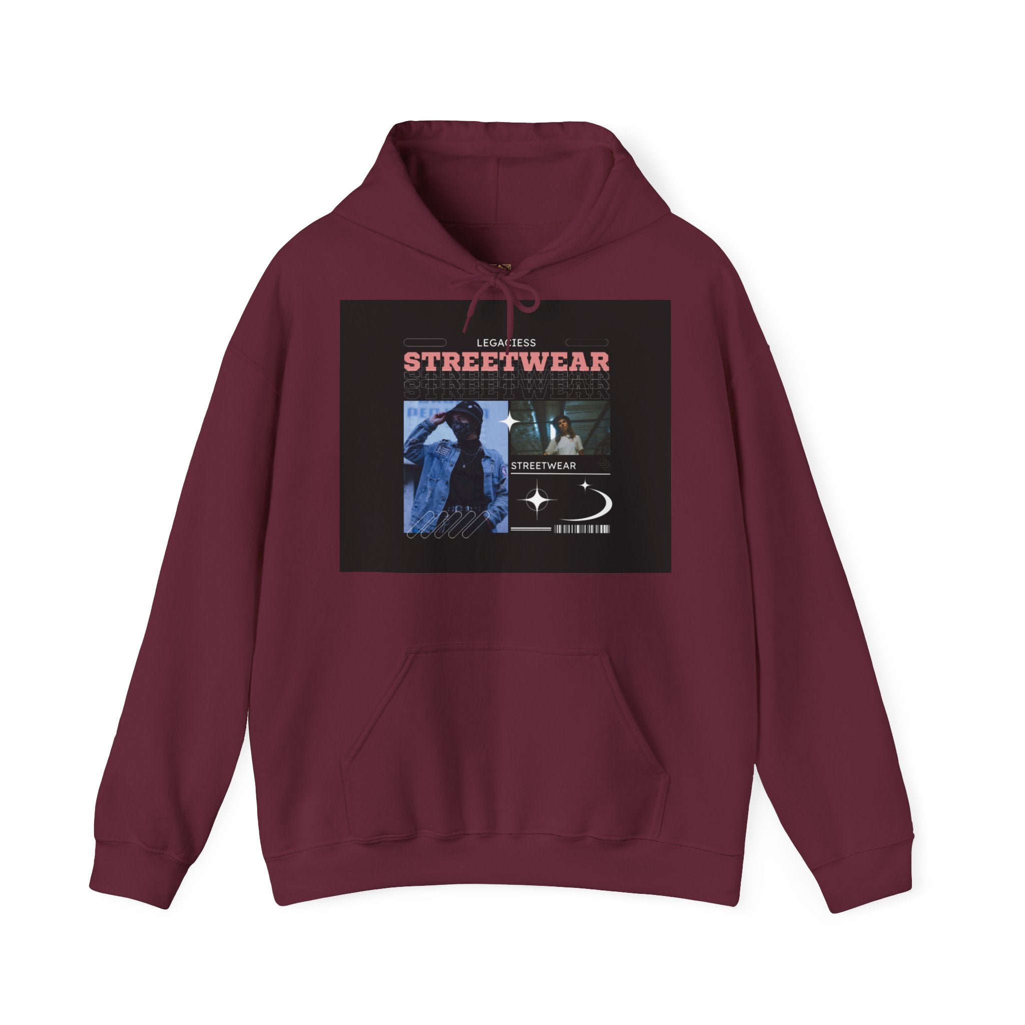 Streetwear Collage Hoodie — Retro Urban Graphic Sweatshirt