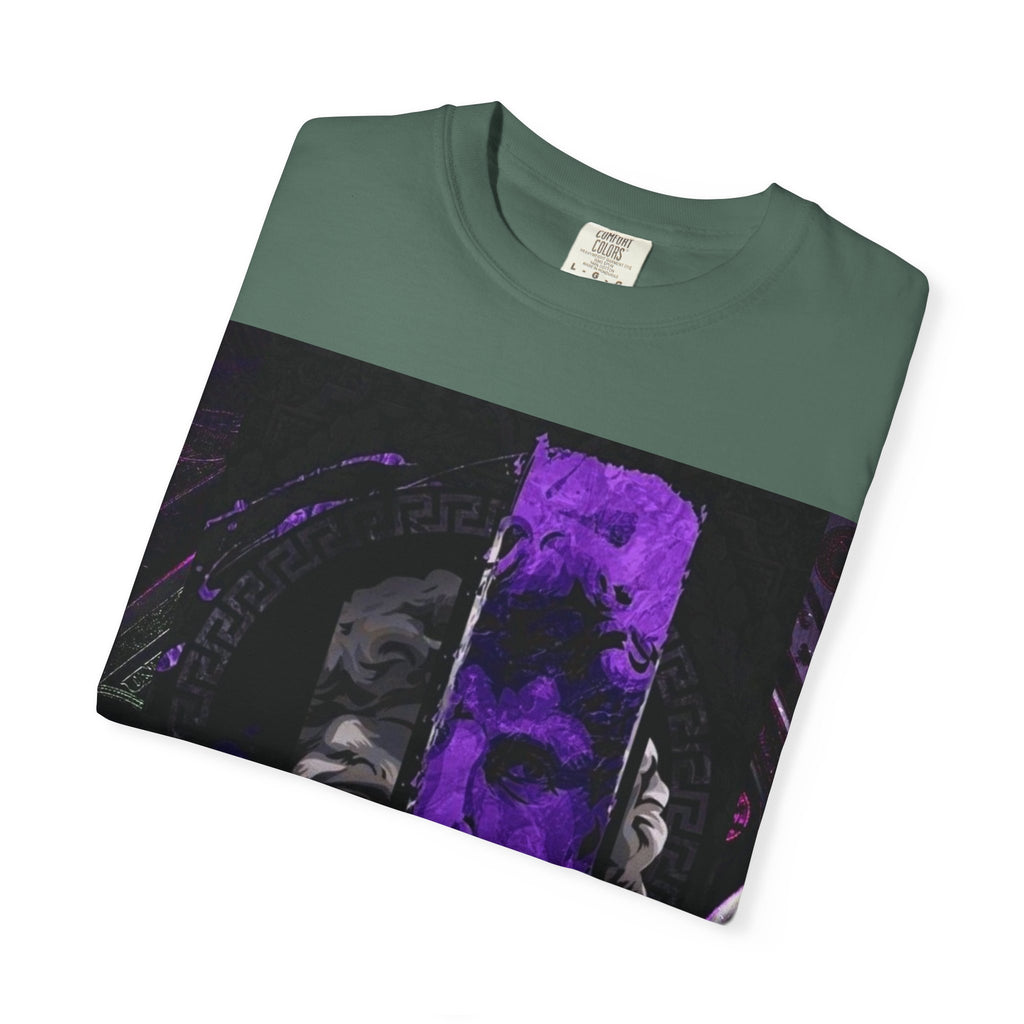 Dramatic Split-Face Graphic T-Shirt — Purple Noir Portrait Tee