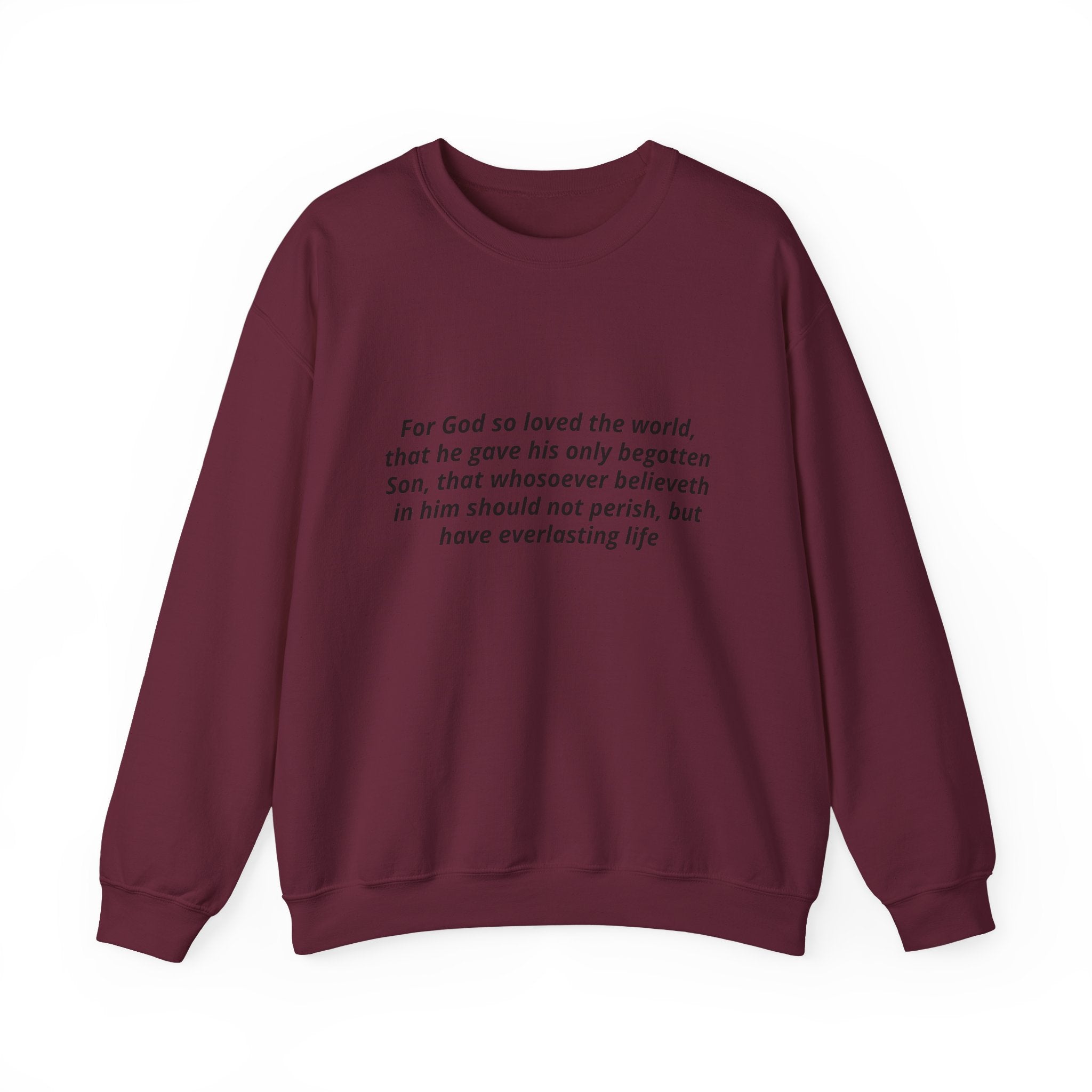 Christian Crewneck Sweatshirt – John 3:16 Scripture Design "Prophecy Child"