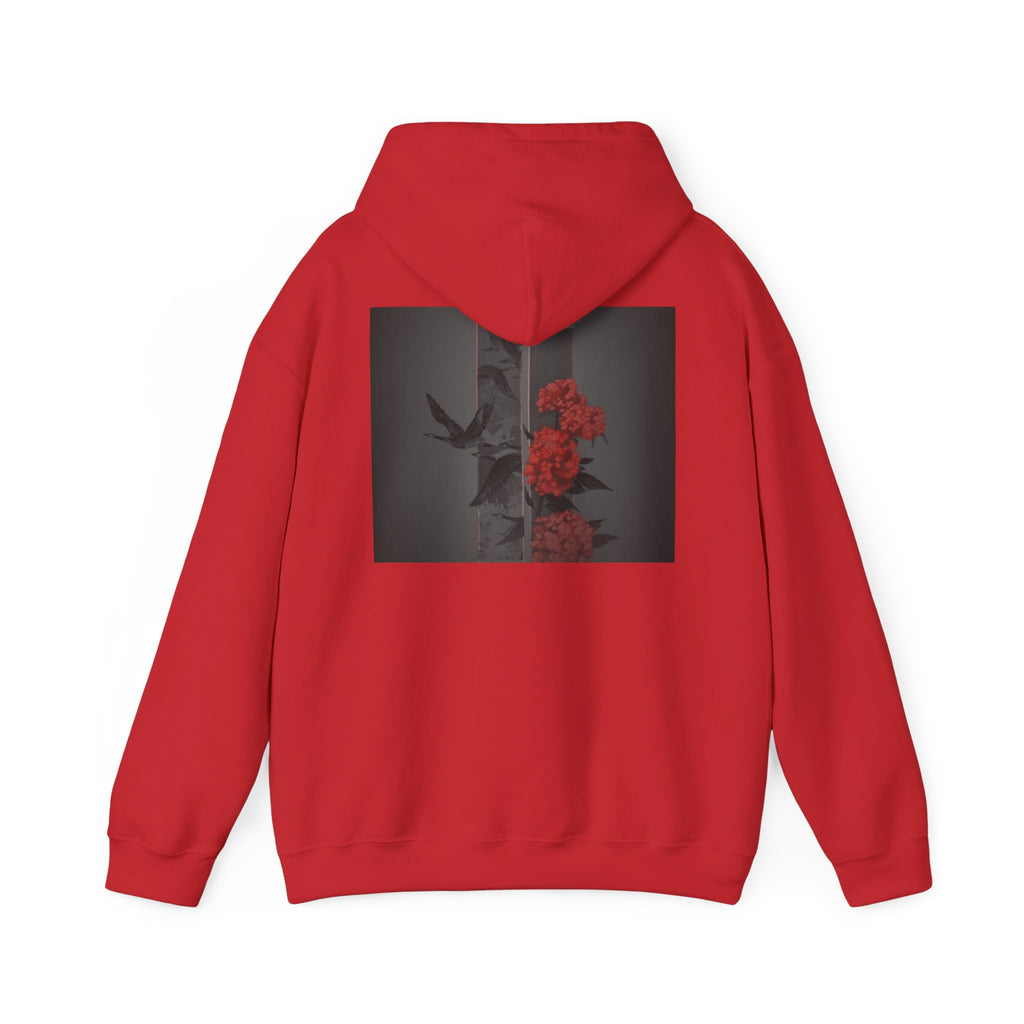 Floral Noir Hoodie — Red Roses on Dark Background