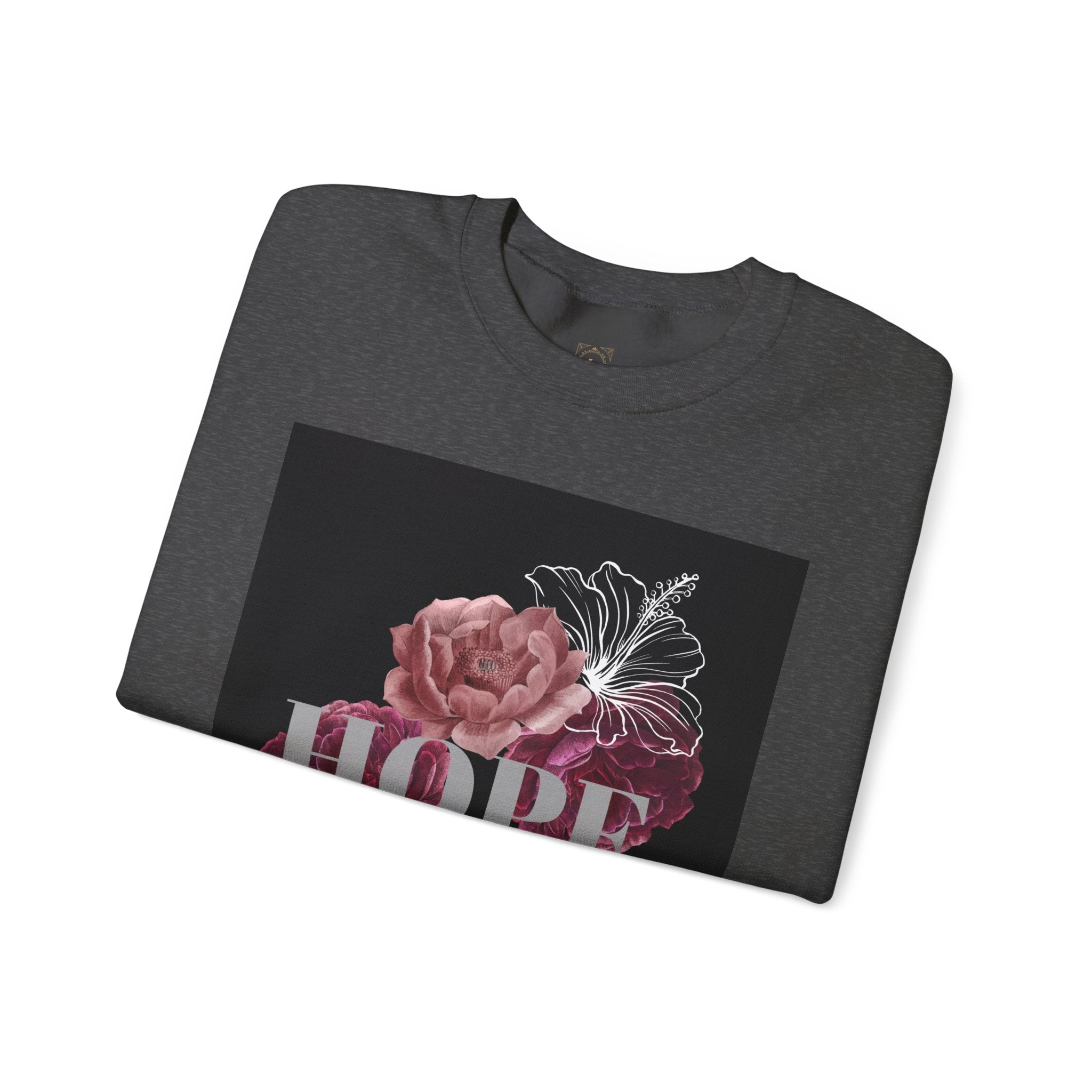 Hope Floral Crewneck Sweatshirt — 'HOPE' Vintage Rose Graphic