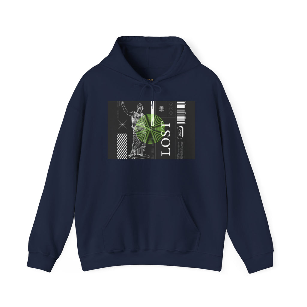 Lost World Hoodie — Vaporwave Glitch Graphic Pullover