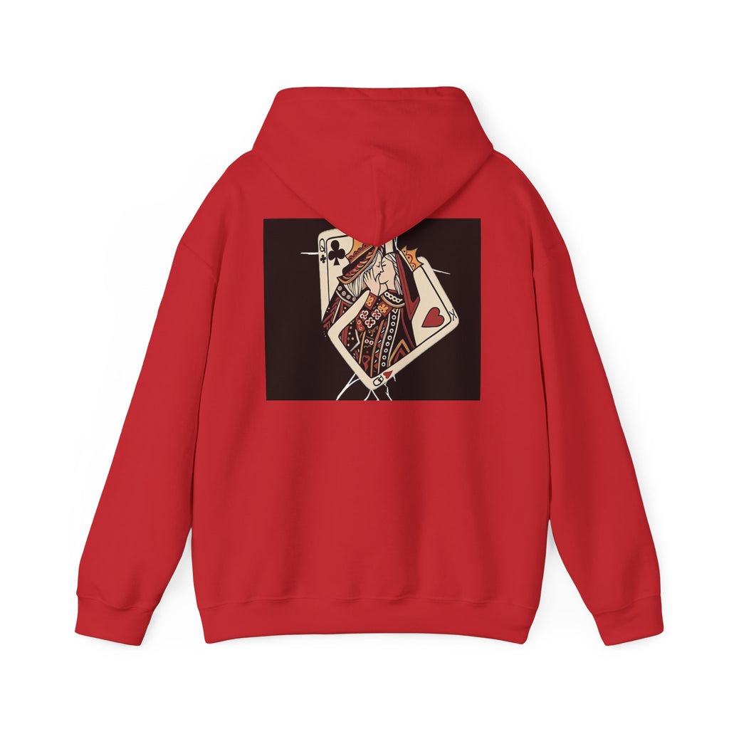 Queen of Hearts Playing Card Hoodie — Vintage Tattoo Style Card Art