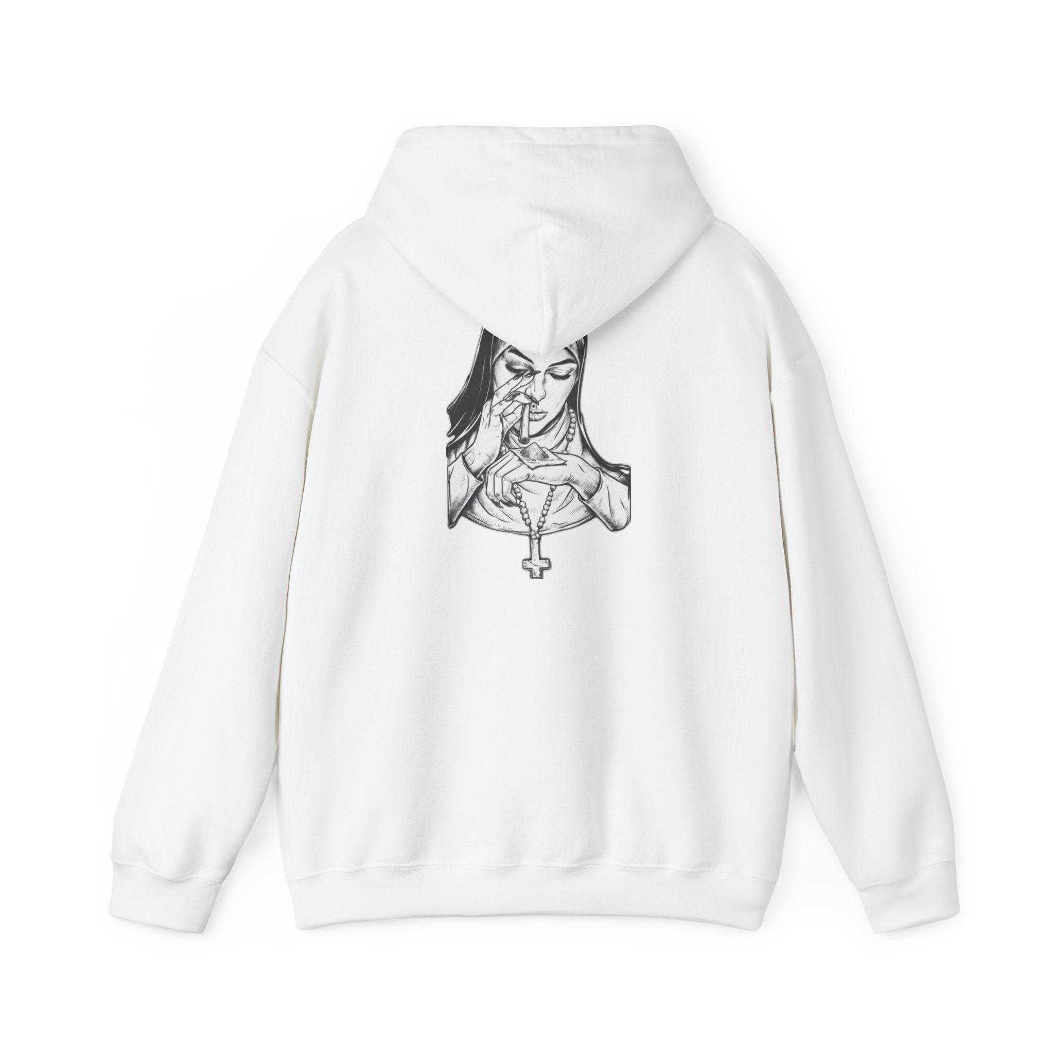 Praying Nun Graphic Hoodie – Gothic Religious Illustration Sweatshirt