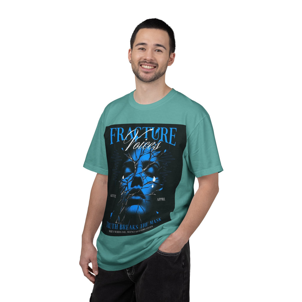 Graphic T-Shirt — "Fracture Voices" Blue Face Design (Back "Legaciess" Logo)