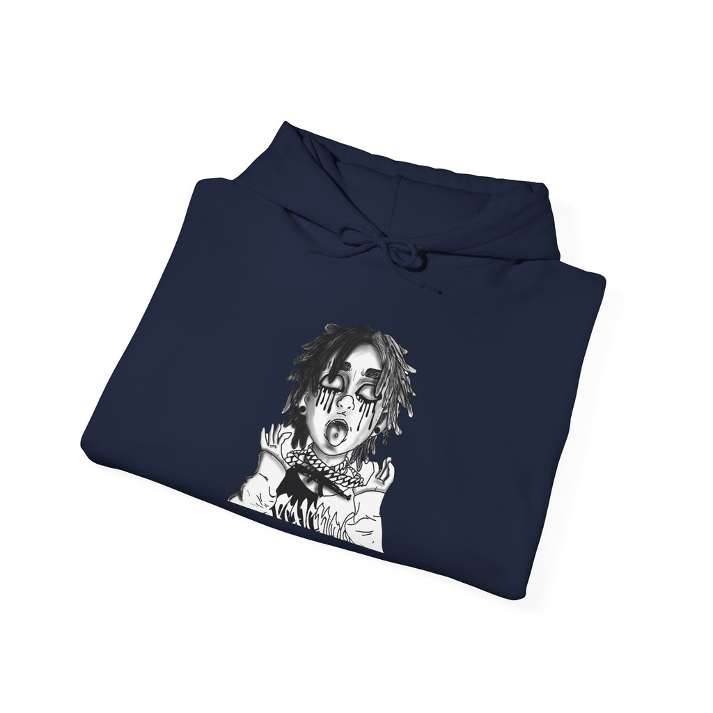 Horror Manga Hoodie — Black & White Creepy Portrait Pullover