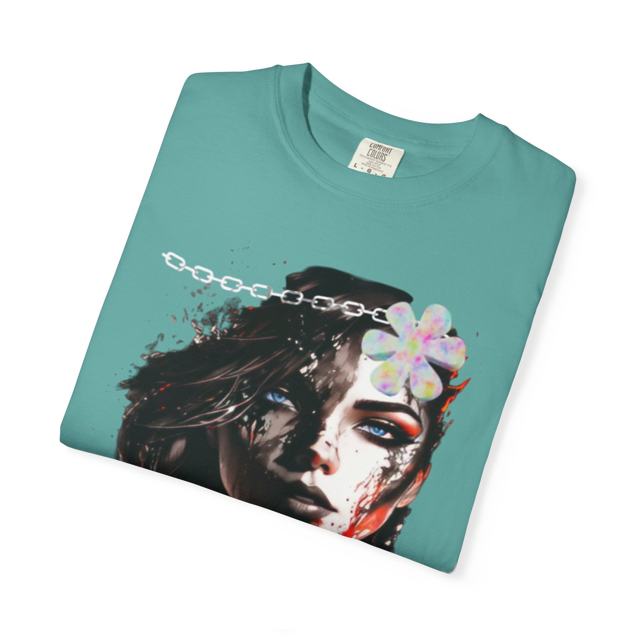 Artistic Femme Portrait T-Shirt — Watercolor Floral Face Graphic Tee