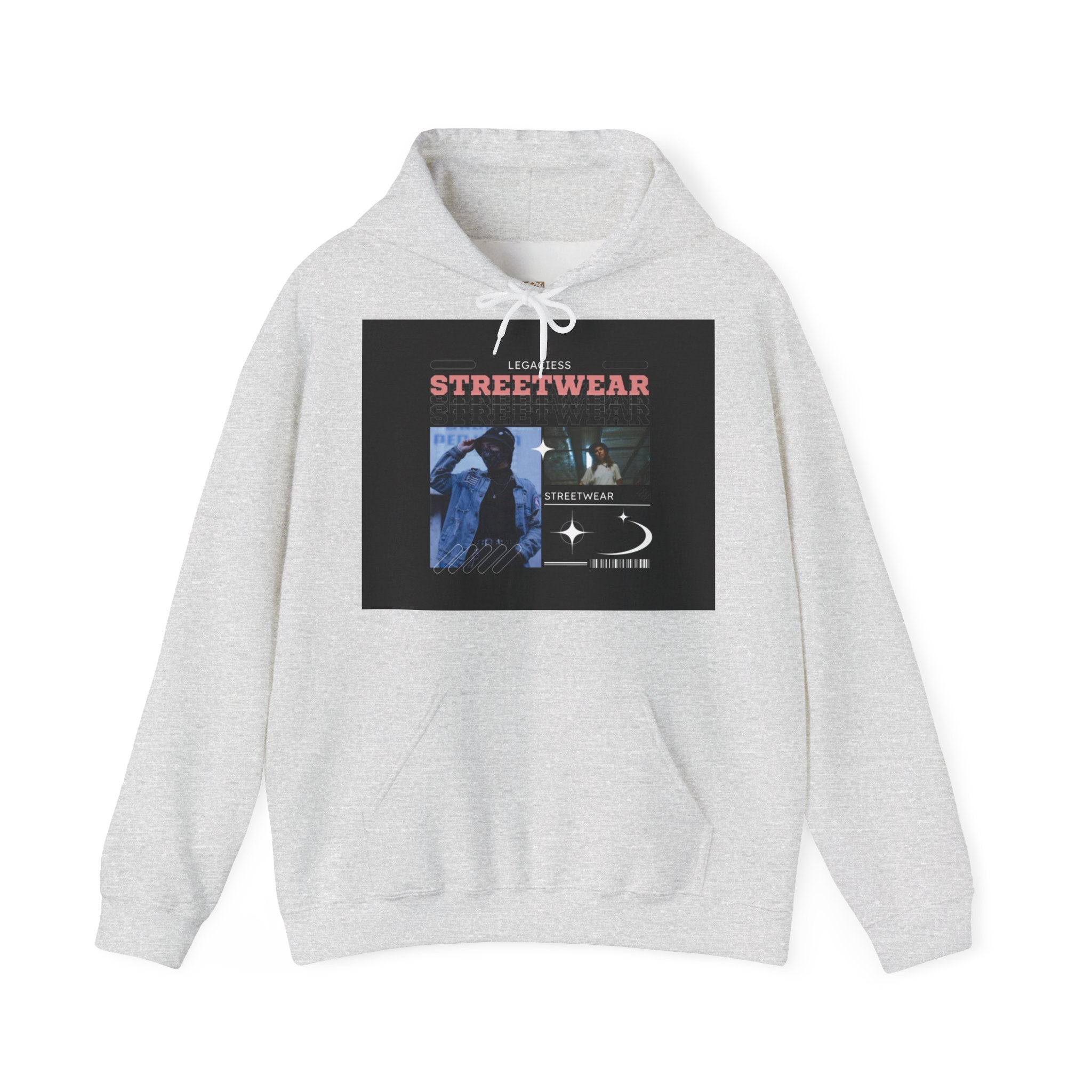 Streetwear Collage Hoodie — Retro Urban Graphic Sweatshirt