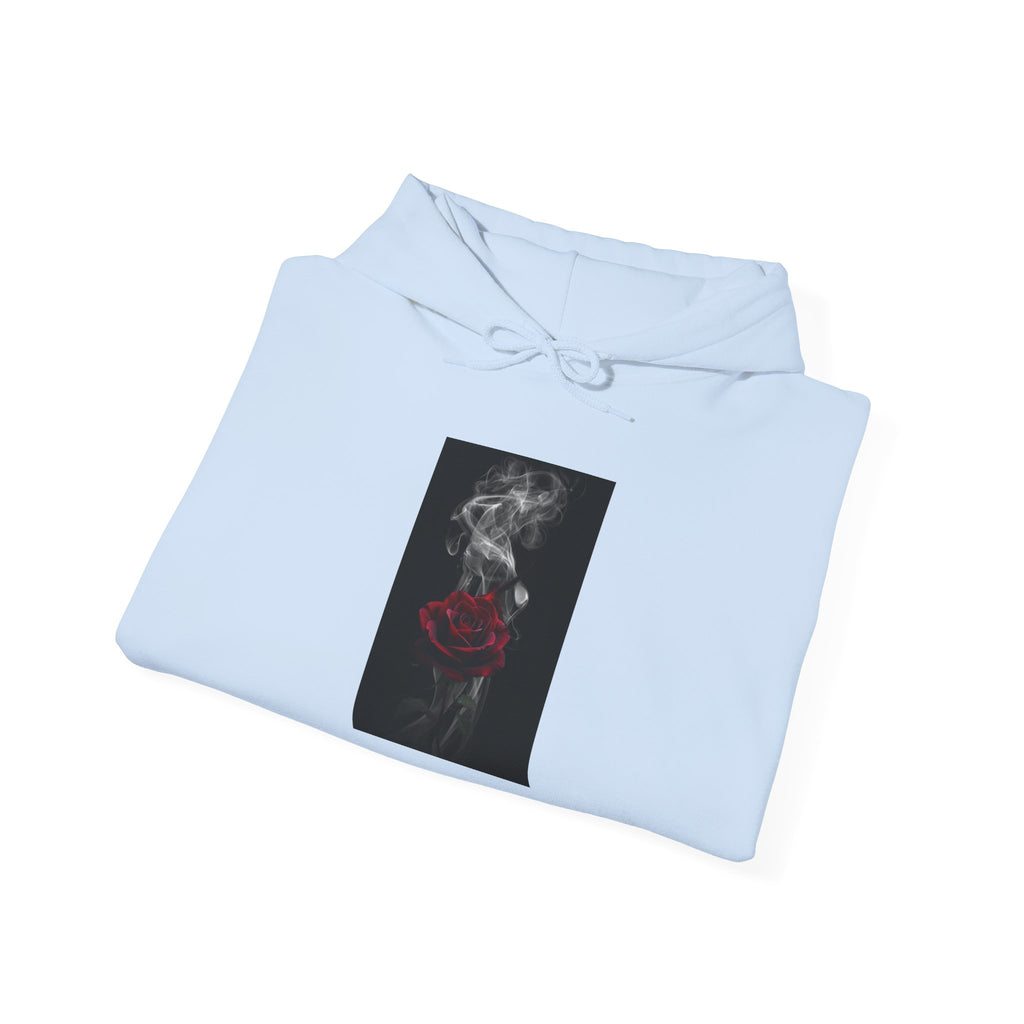 Smoky Red Rose Hoodie — Gothic Floral Hooded Sweatshirt