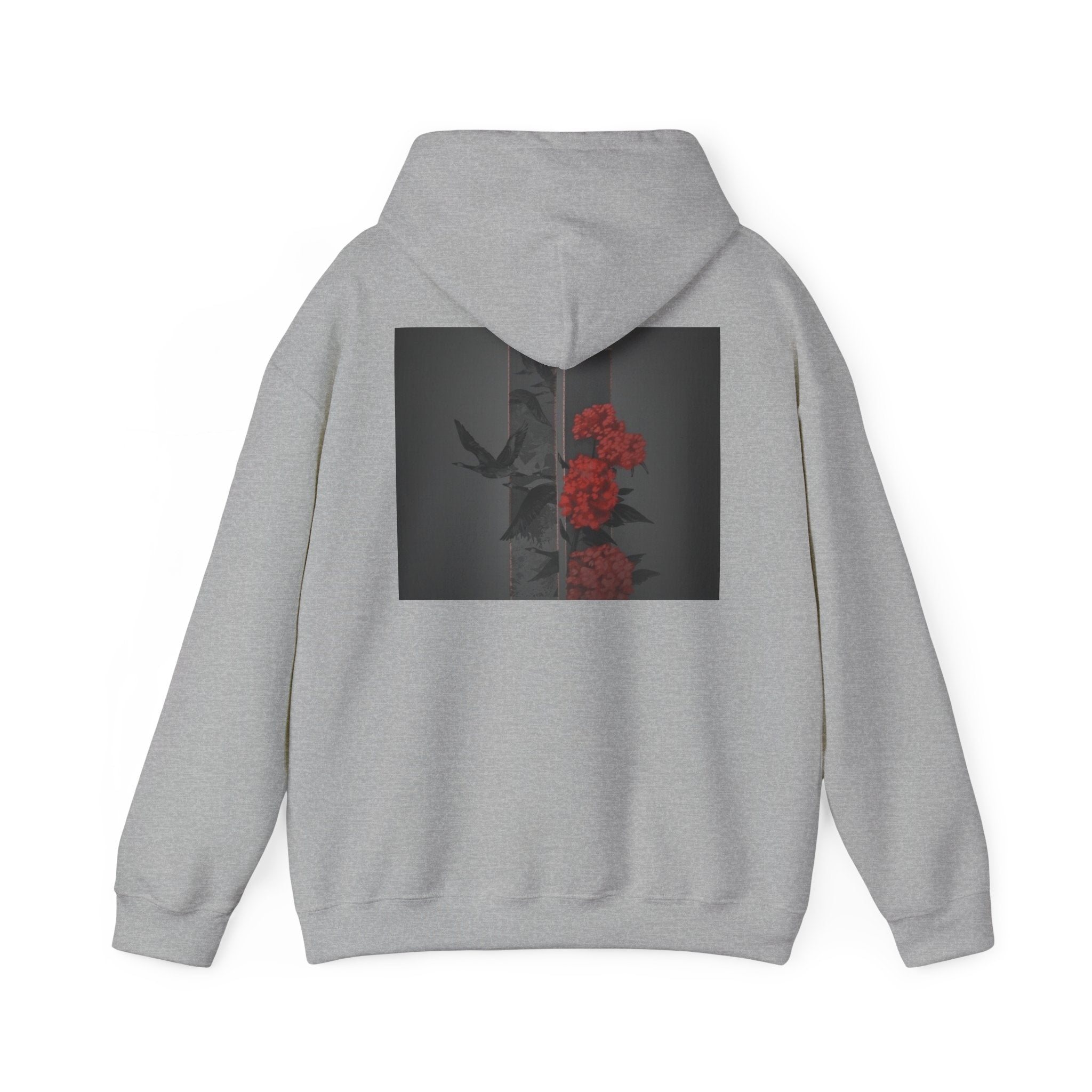 Floral Noir Hoodie — Red Roses on Dark Background