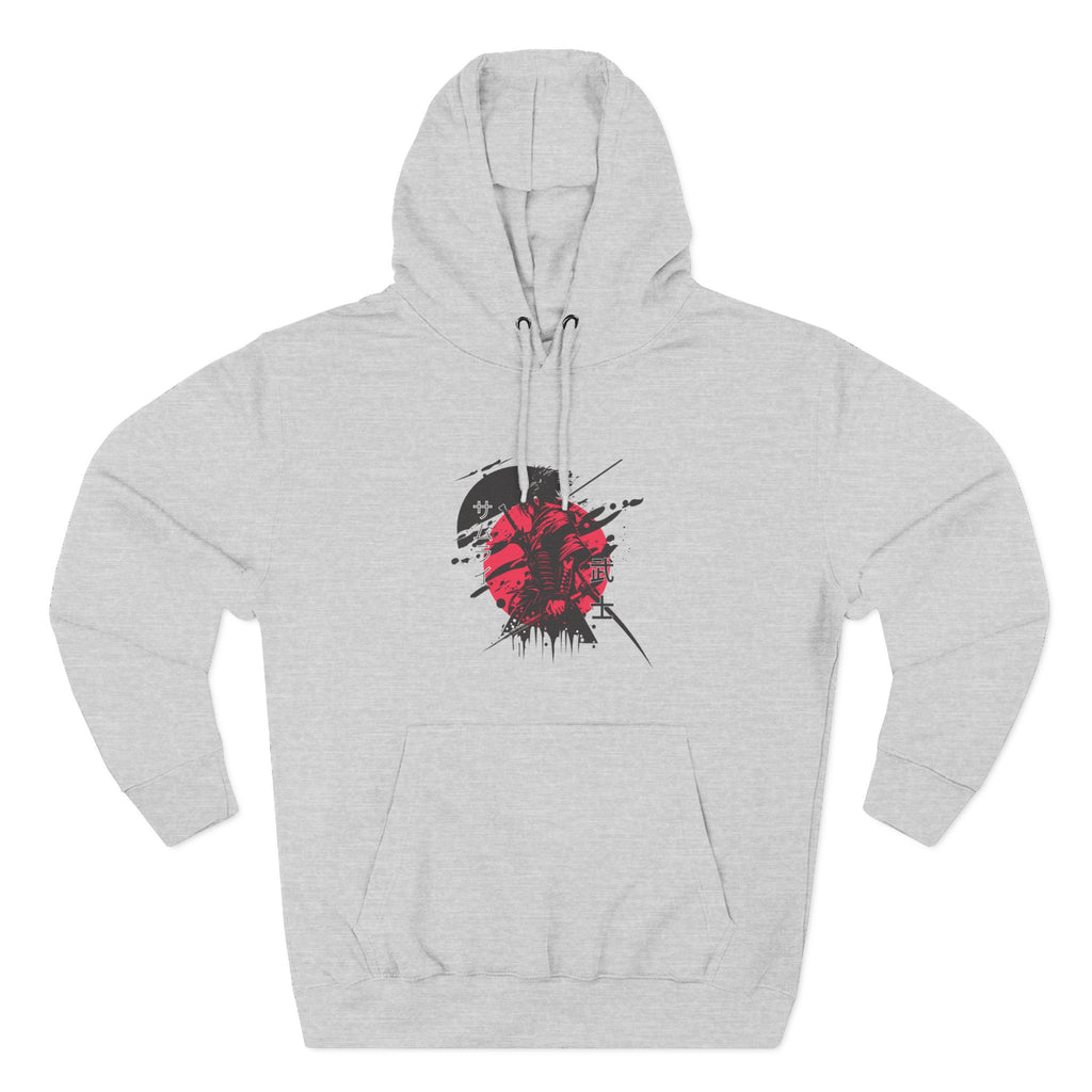 Grunge Rising Hoodie — Red Sun Graphic Fleece Hoodie