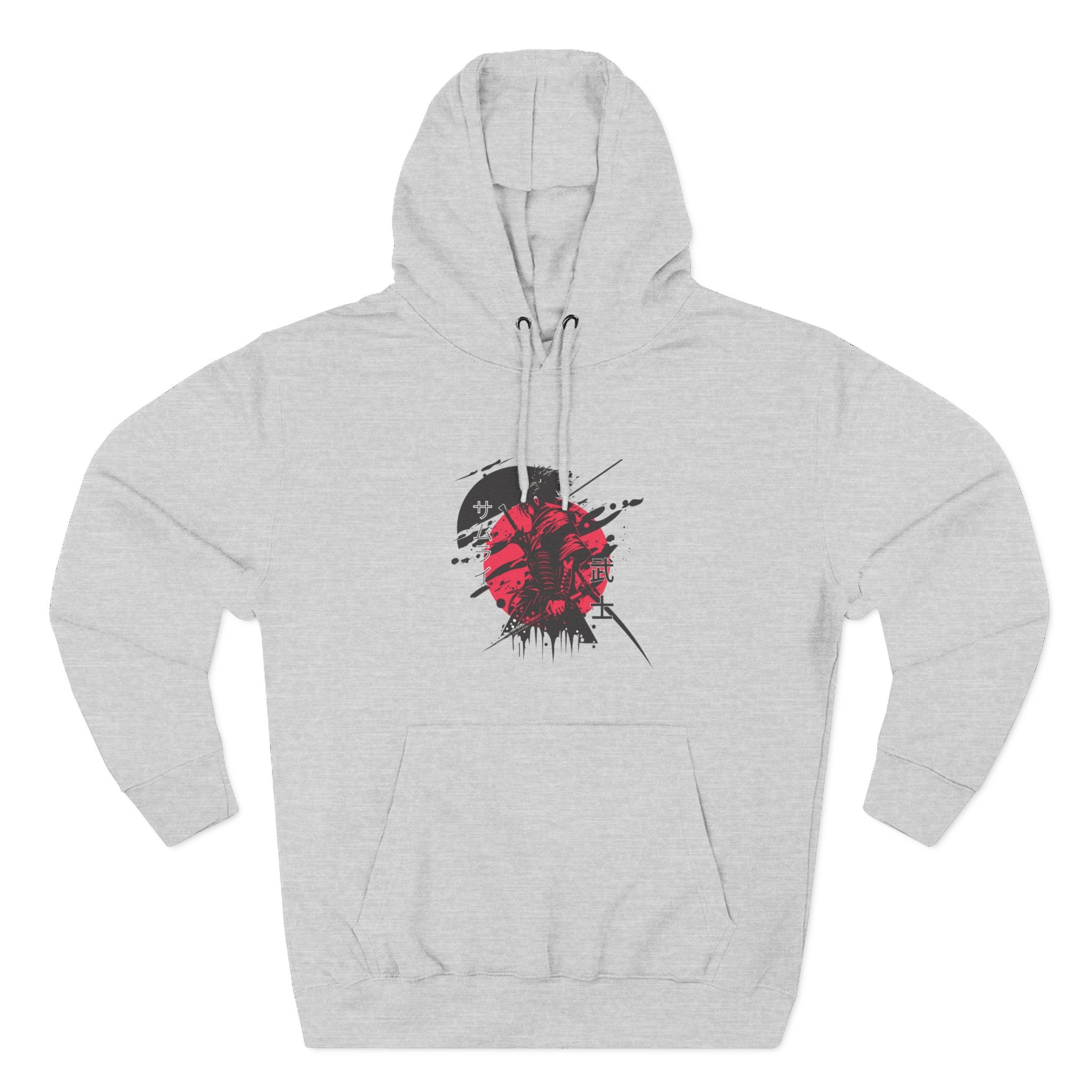 Grunge Rising Hoodie — Red Sun Graphic Fleece Hoodie