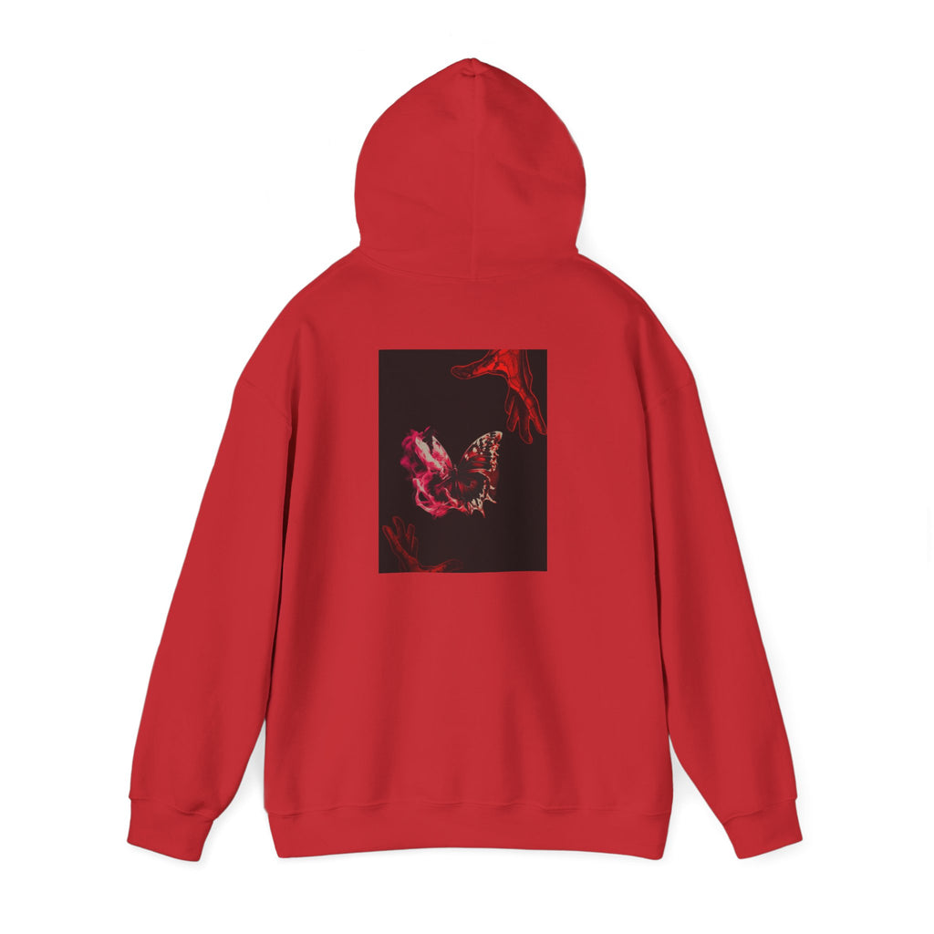 Floral Smoke Hoodie — Dark Red Rose Graphic Hooded Sweatshirt