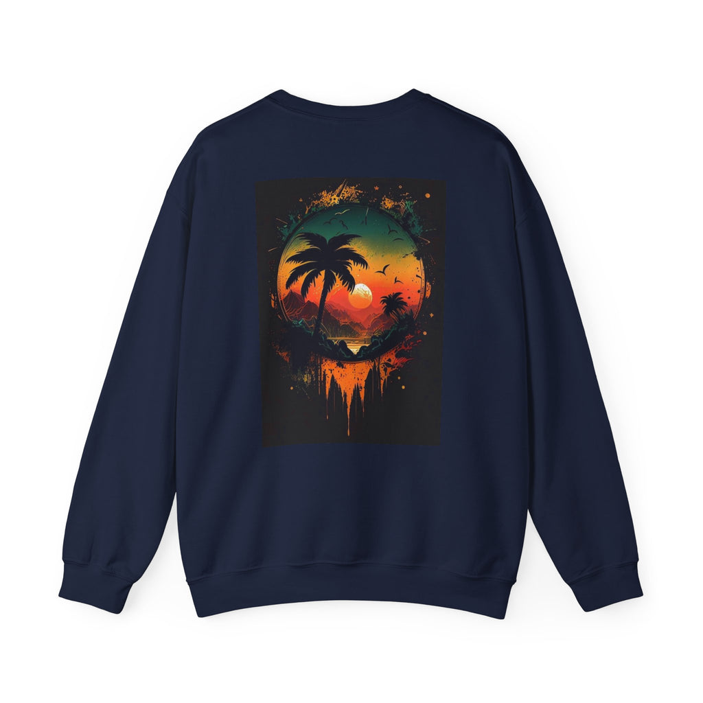 Sunset Island Sweatshirt — Tropical Palm Sunset Crewneck