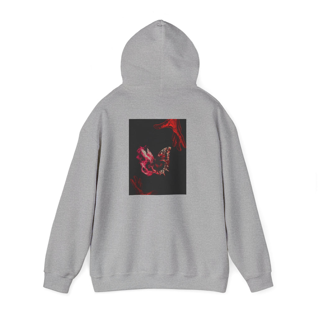 Floral Smoke Hoodie — Dark Red Rose Graphic Hooded Sweatshirt