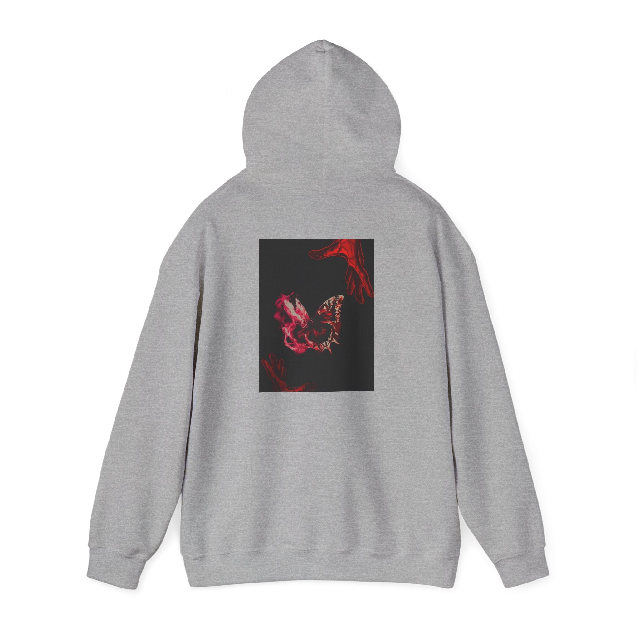 Floral Smoke Hoodie — Dark Red Rose Graphic Hooded Sweatshirt