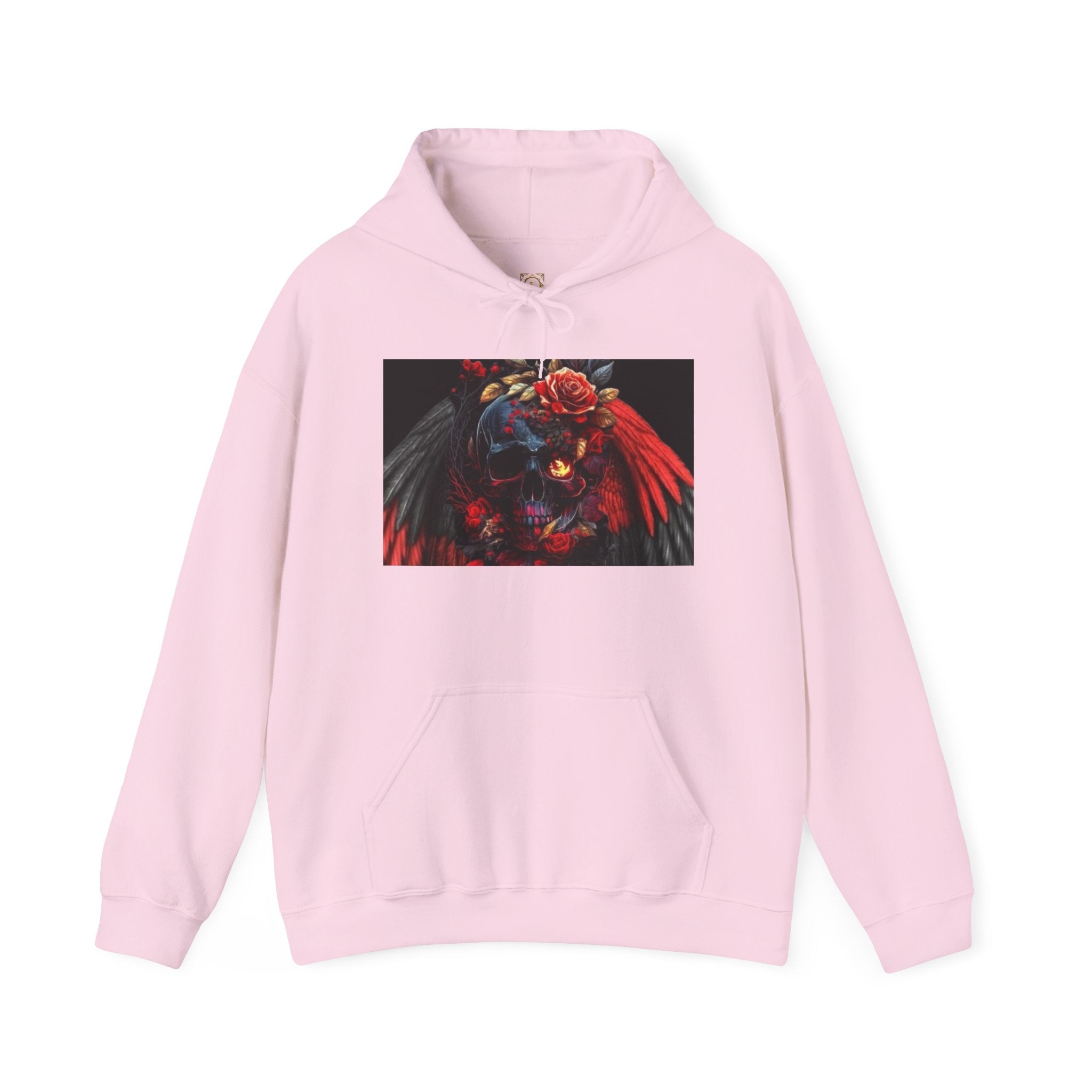 Skull Rose Wings Hoodie — Gothic Floral Skull Pullover