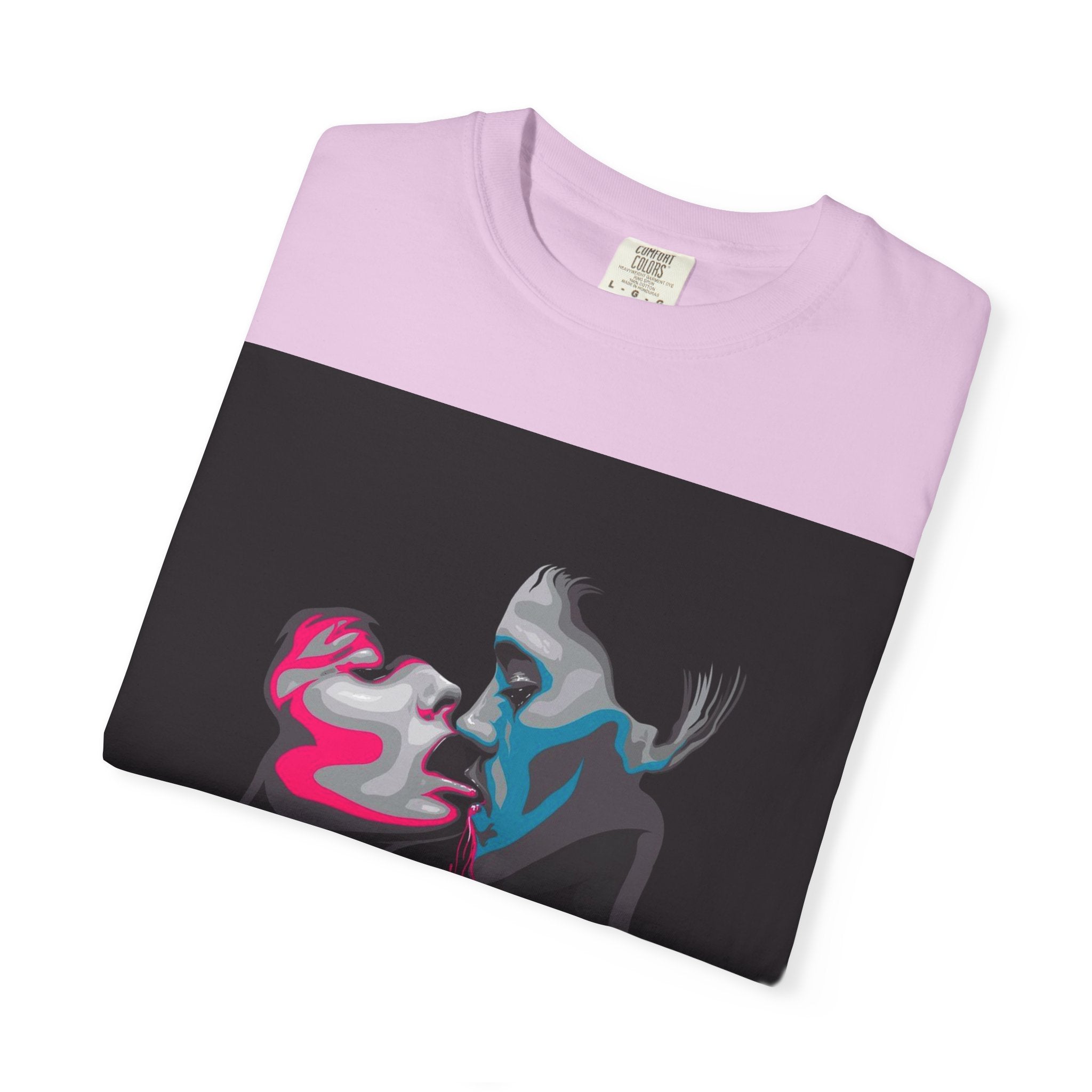 Abstract Neon Kiss T-Shirt — 'Legaciess' Back Logo Graphic Tee