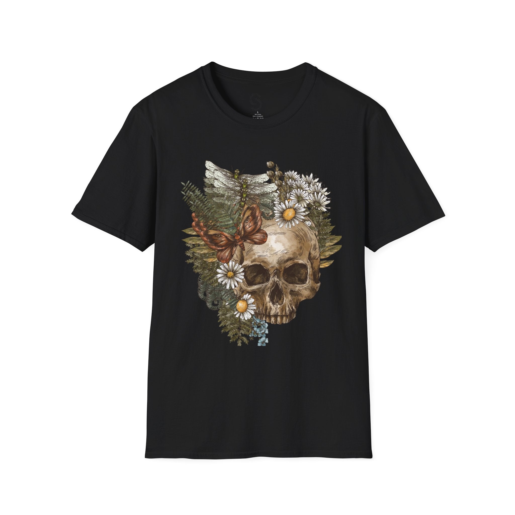 Skull & Daisies Graphic T-Shirt — Botanical Skull Floral Tee