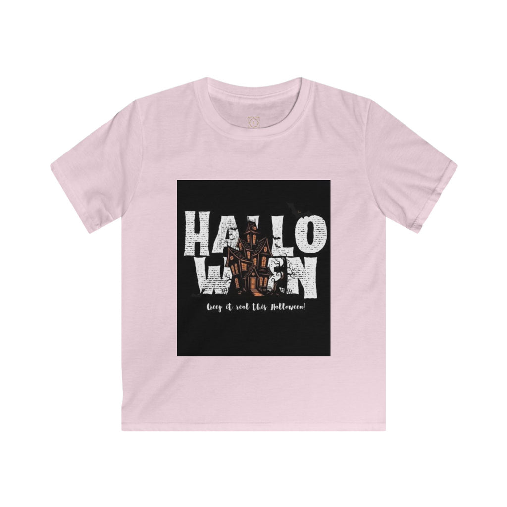 Halloween Haunted House Kids Tee — "Happy Halloween" Graphic T‑Shirt for Kids