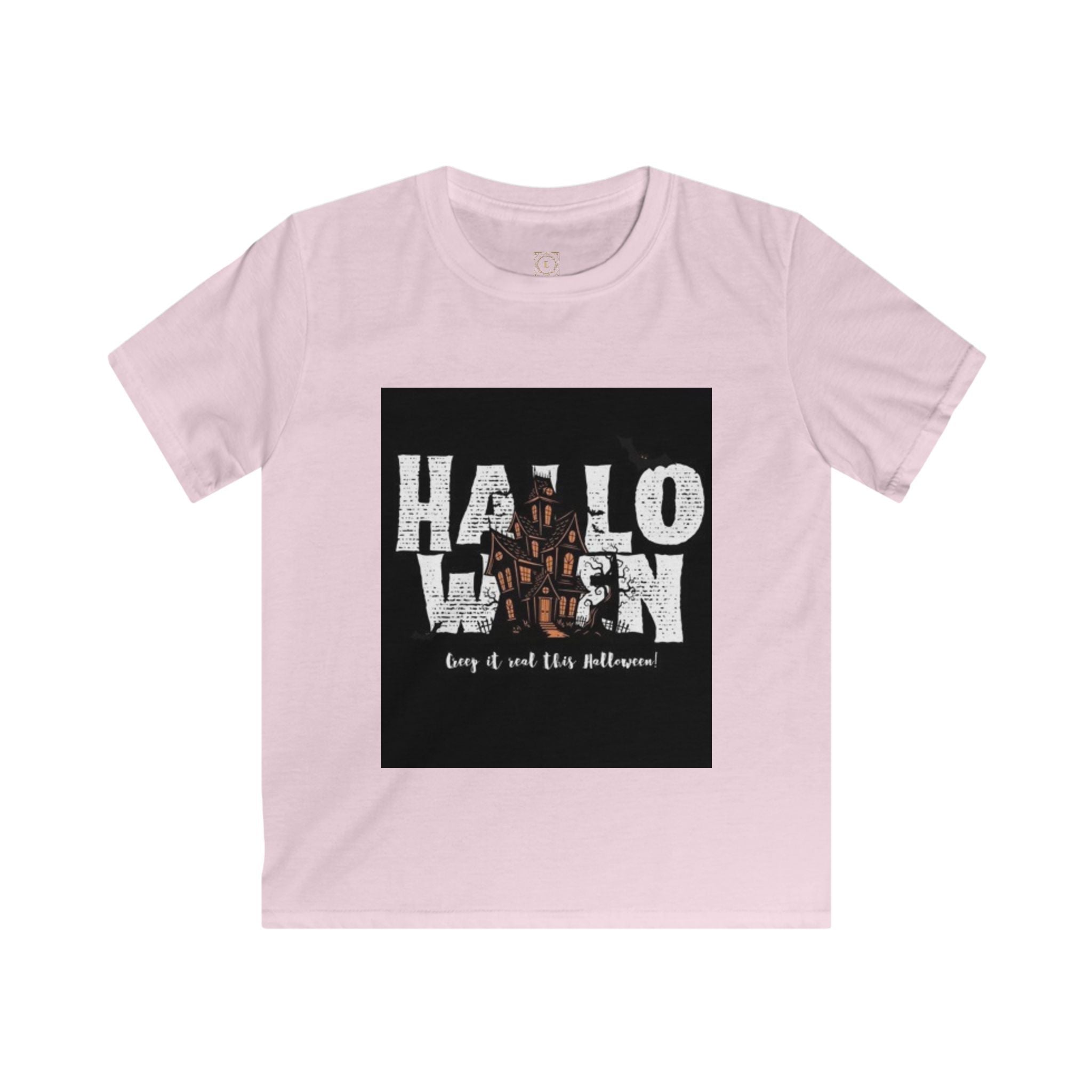 Halloween Haunted House Kids Tee — "Happy Halloween" Graphic T‑Shirt for Kids