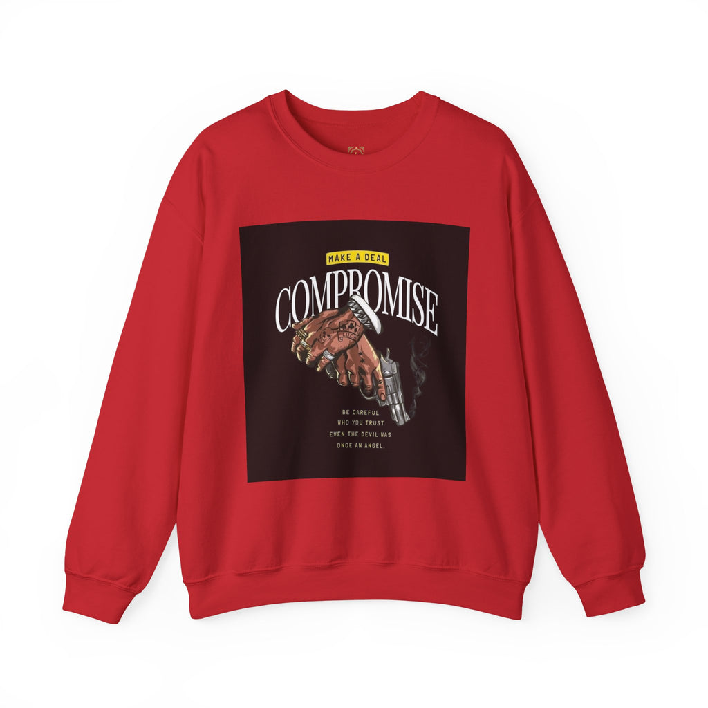 Compromise Graphic Sweatshirt — Vintage Handshake & Revolver Design
