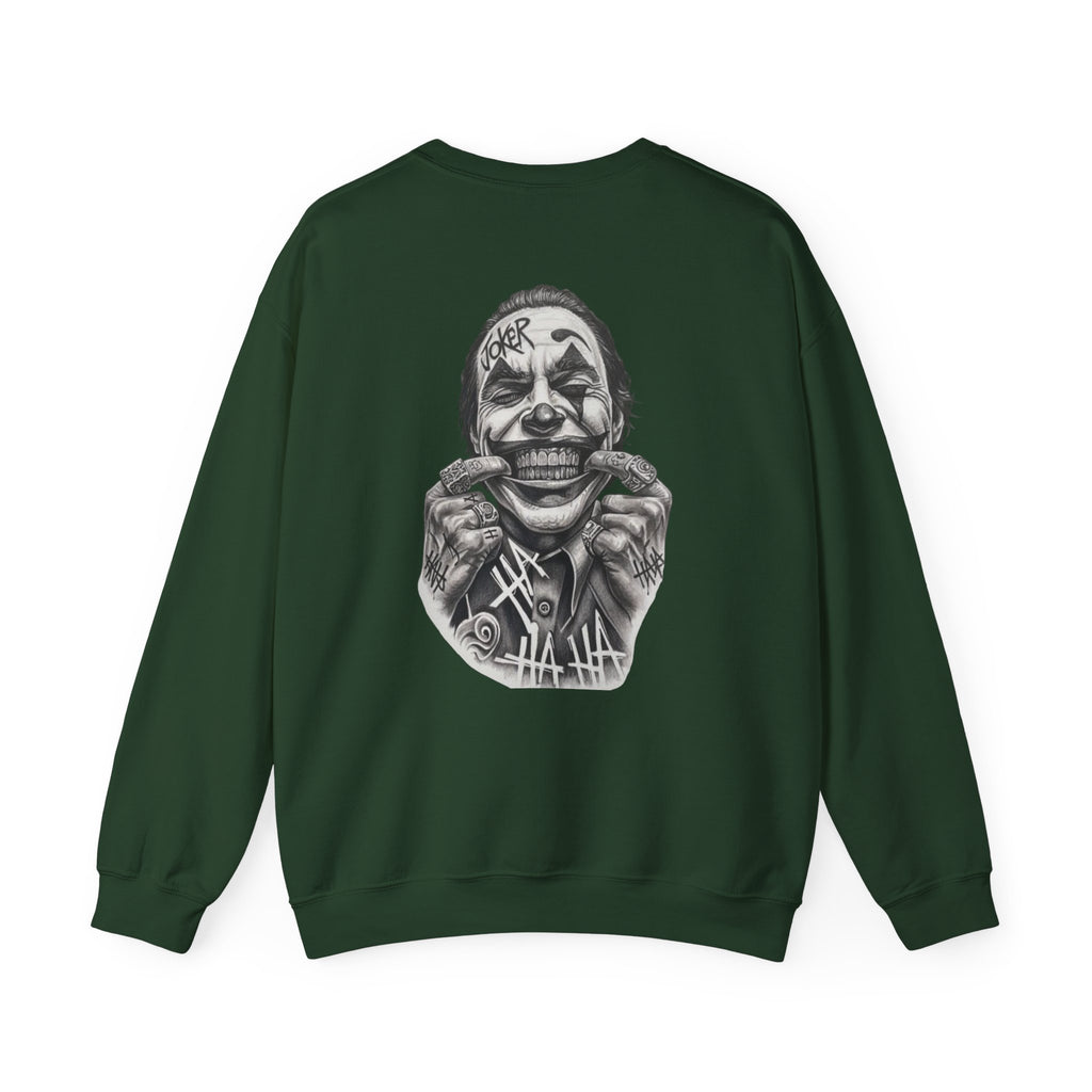Joker Smile Crewneck Sweatshirt — Grinning Clown Graphic Pullover