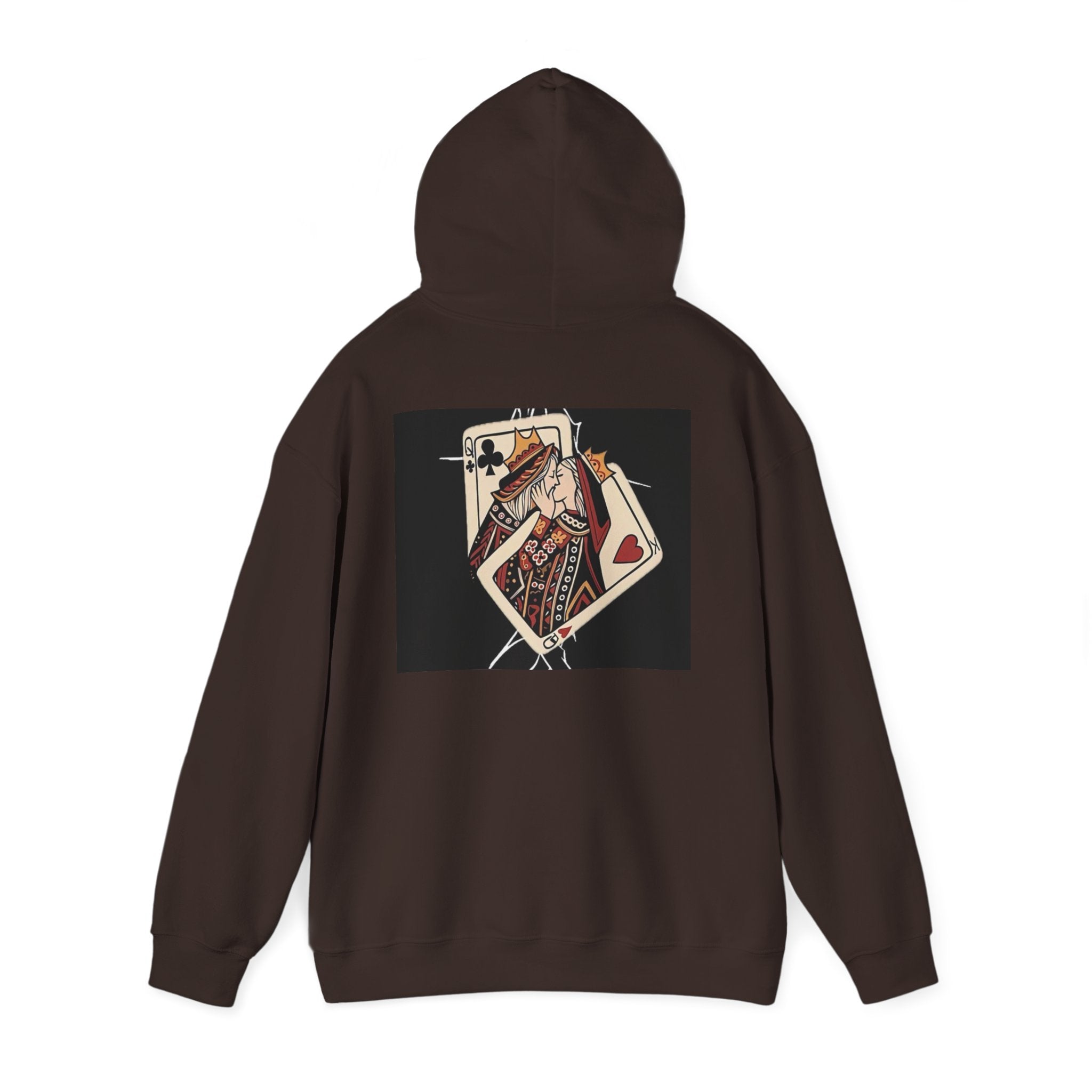 Queen of Hearts Playing Card Hoodie — Vintage Tattoo Style Card Art