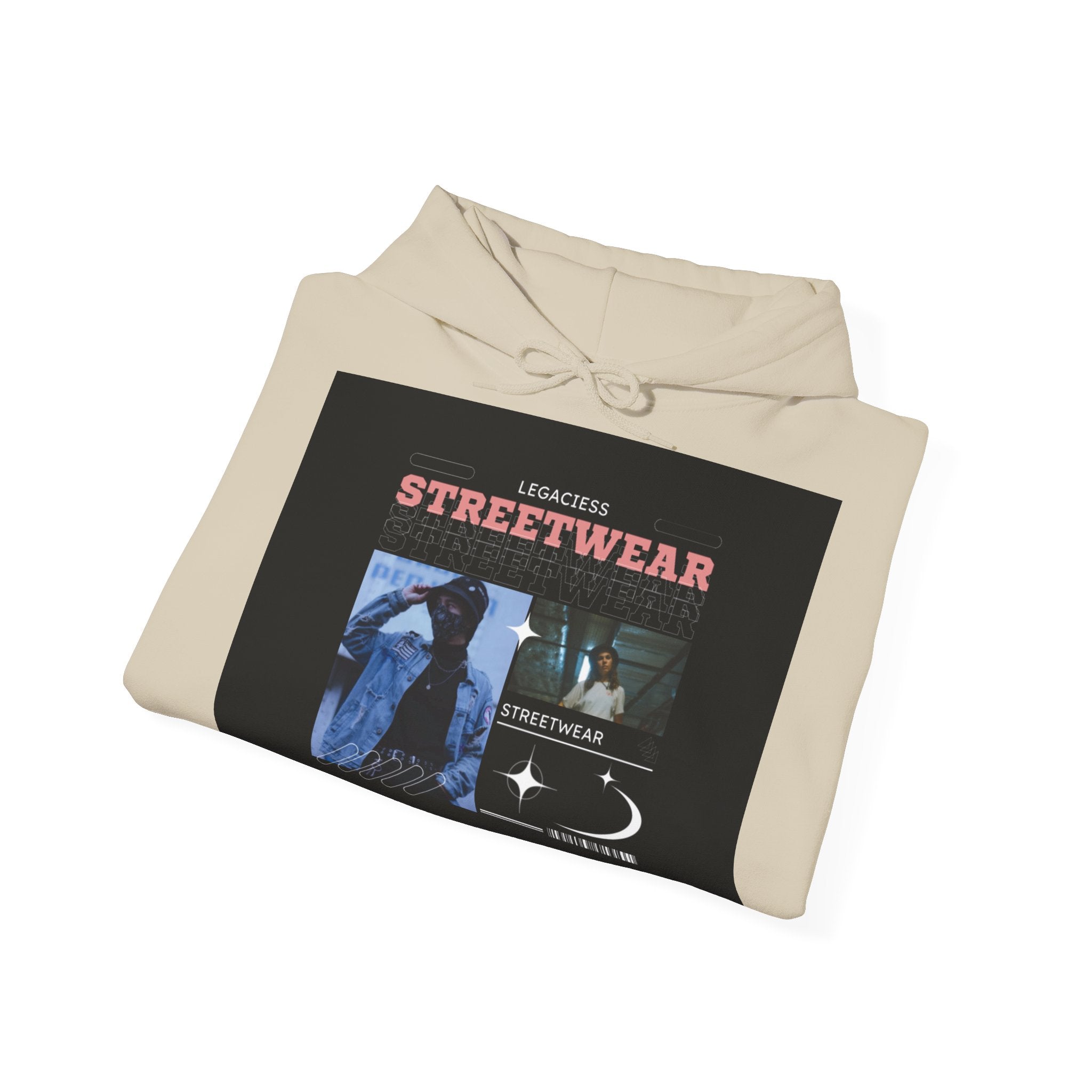 Streetwear Collage Hoodie — Retro Urban Graphic Sweatshirt