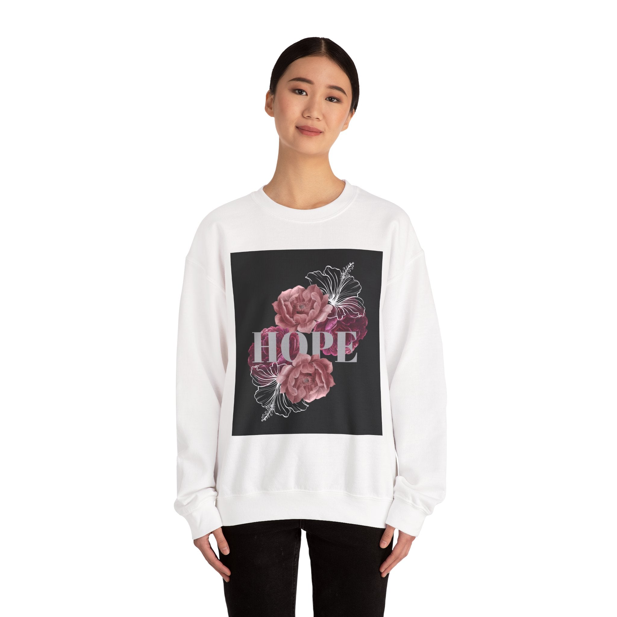Hope Floral Crewneck Sweatshirt — 'HOPE' Vintage Rose Graphic