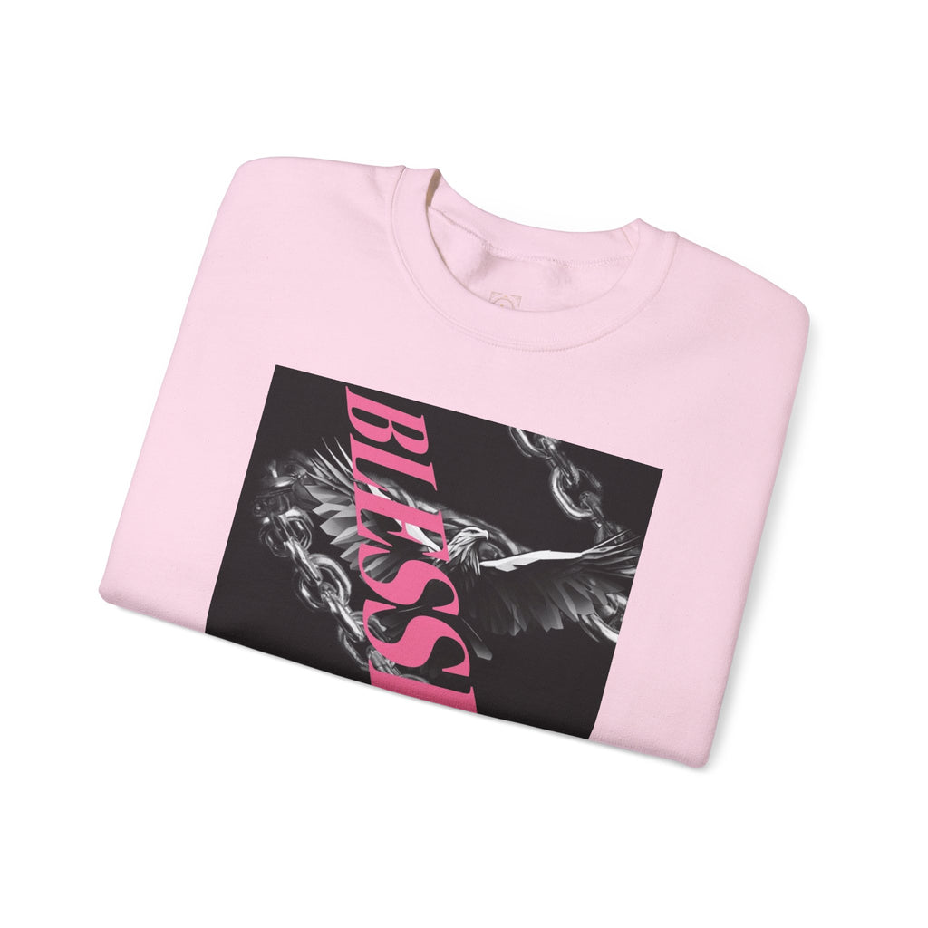 Blessed Crewneck Sweatshirt — Pink Script Floral Graphic