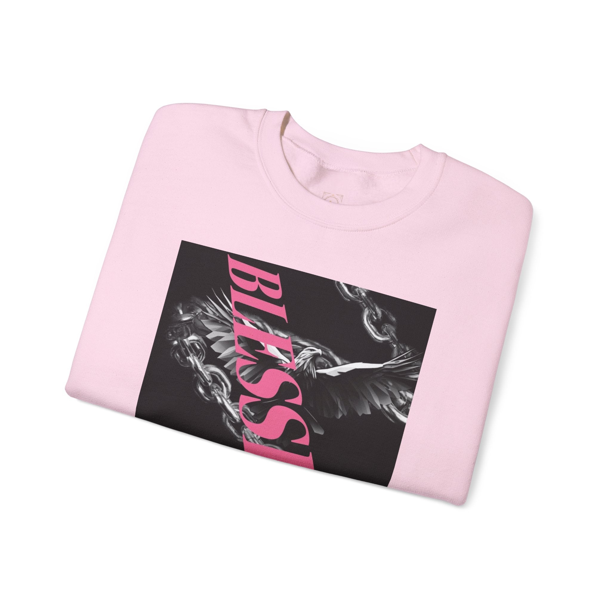 Blessed Crewneck Sweatshirt — Pink Script Floral Graphic