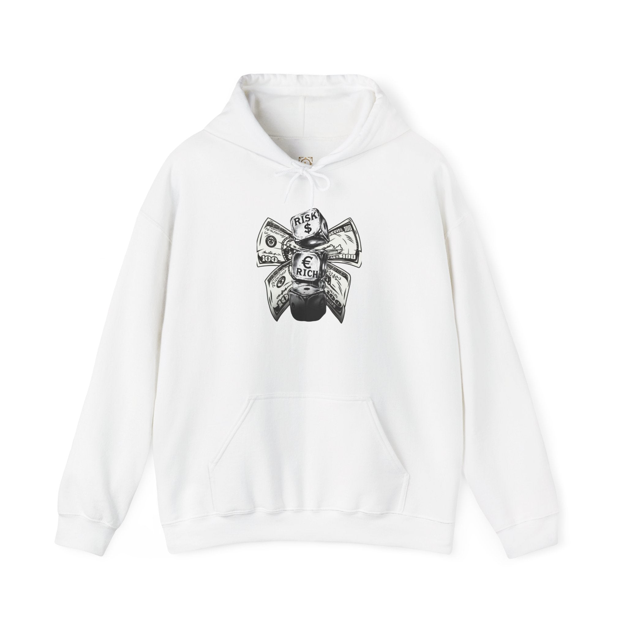 Money Bow Hoodie — Graphic Dollar Knot “Get Rich” Pullover