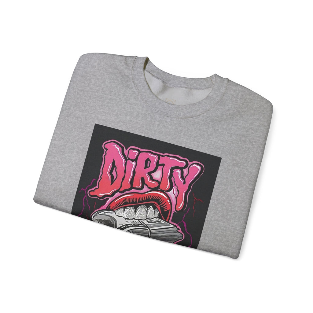 Dirty Money Crewneck Sweatshirt – Retro Graphic Money & Lips Design