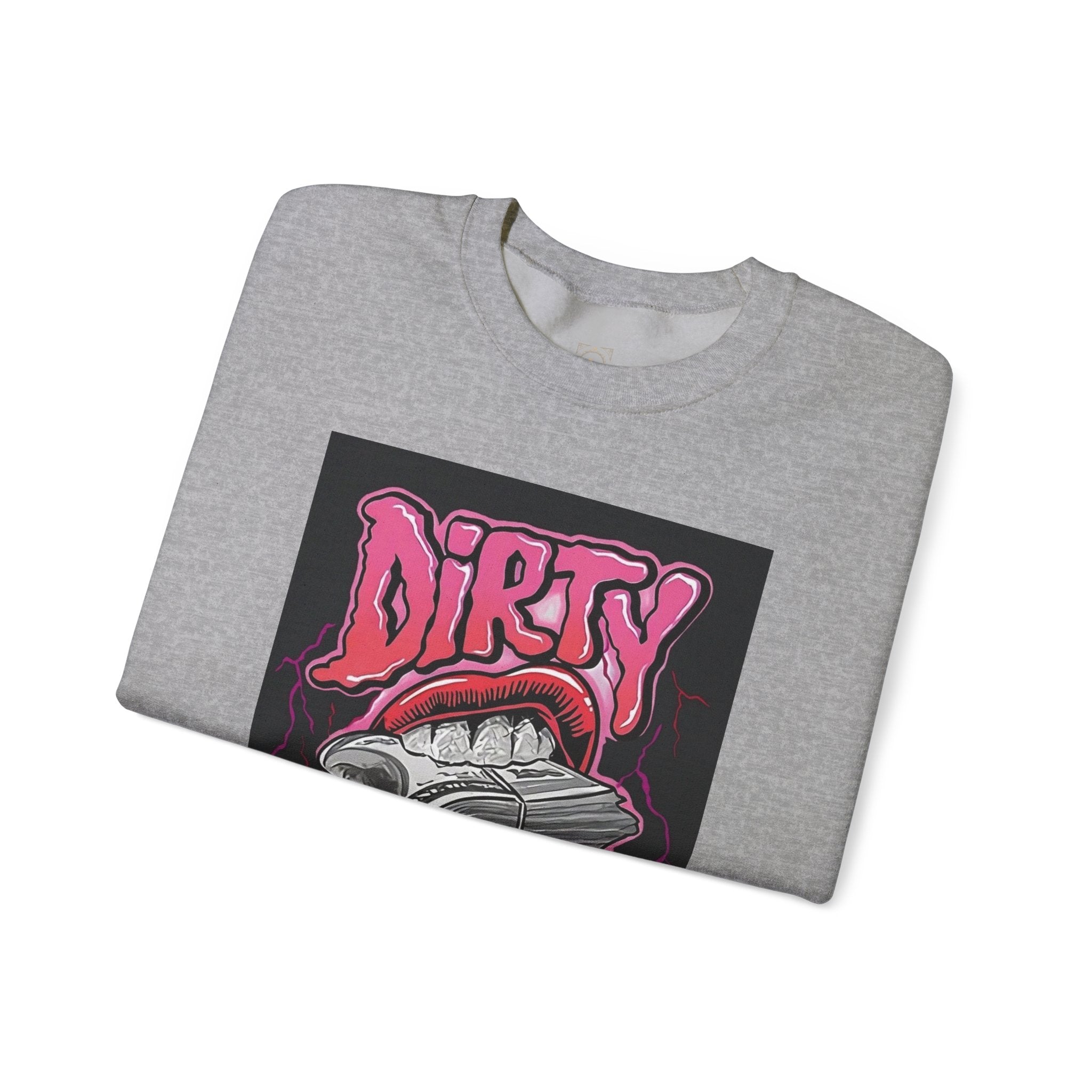 Dirty Money Crewneck Sweatshirt – Retro Graphic Money & Lips Design