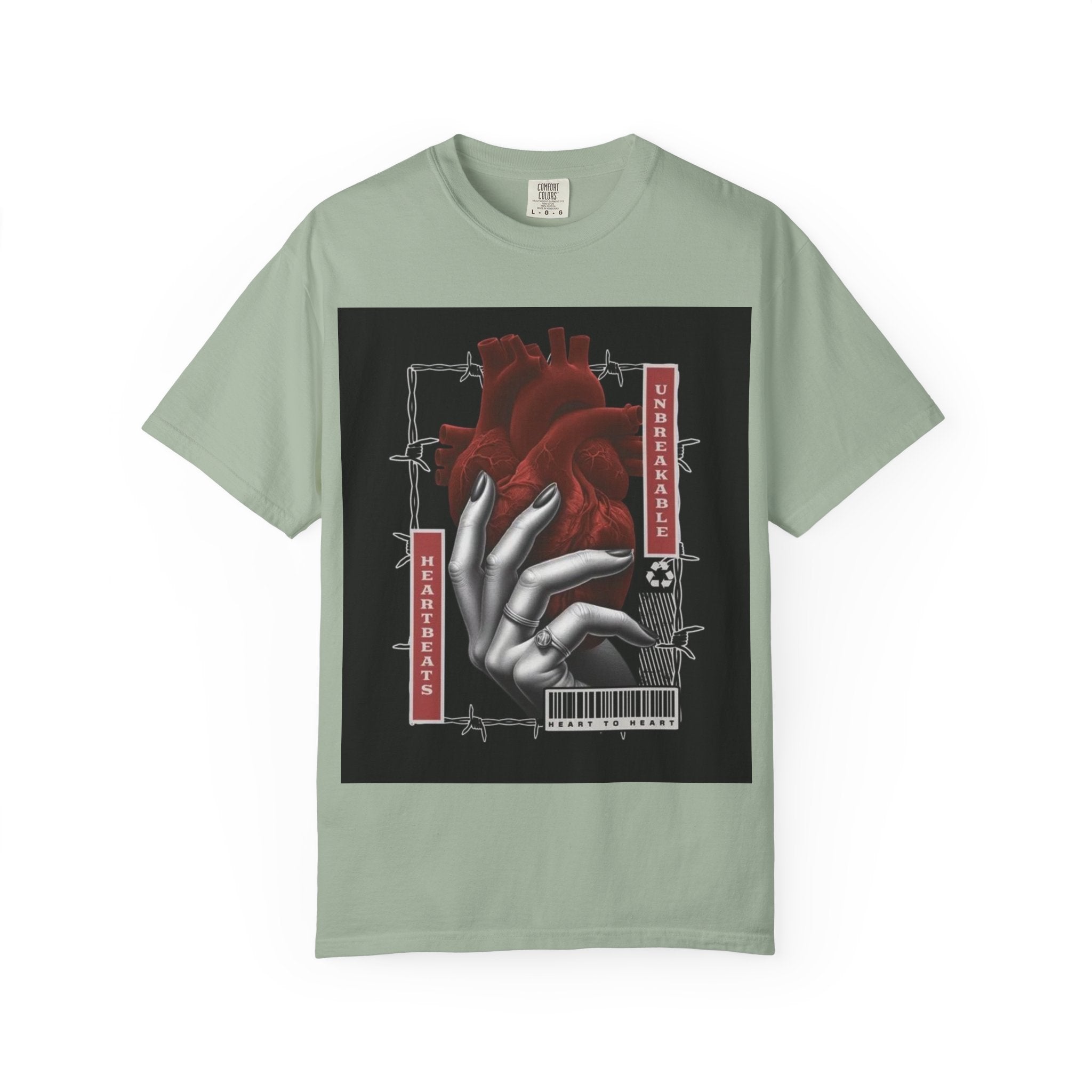 Graphic Heart & Hand T‑Shirt — 'Heartbeat' Gothic Streetwear Tee