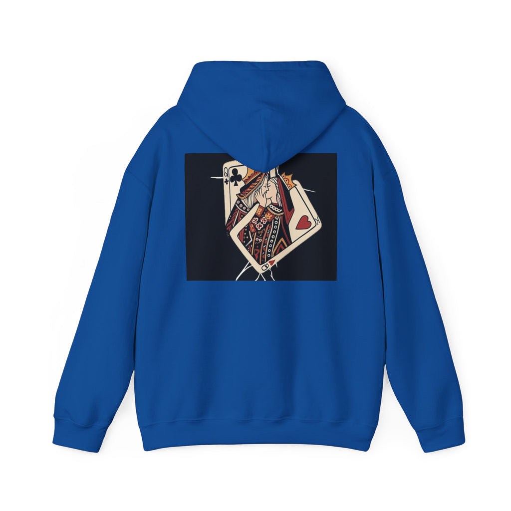 Queen of Hearts Playing Card Hoodie — Vintage Tattoo Style Card Art