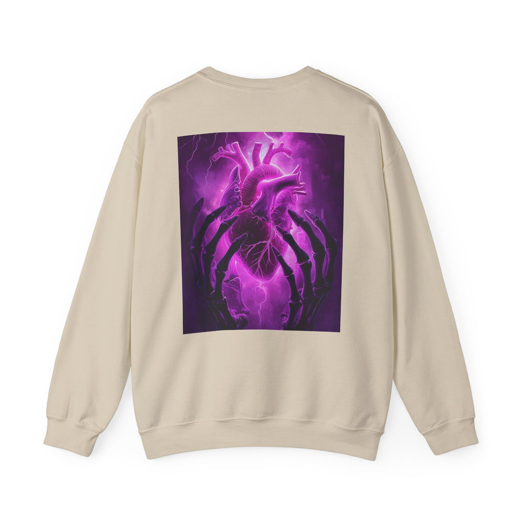Crewneck Sweatshirt — Purple Lightning Anatomical Heart Graphic