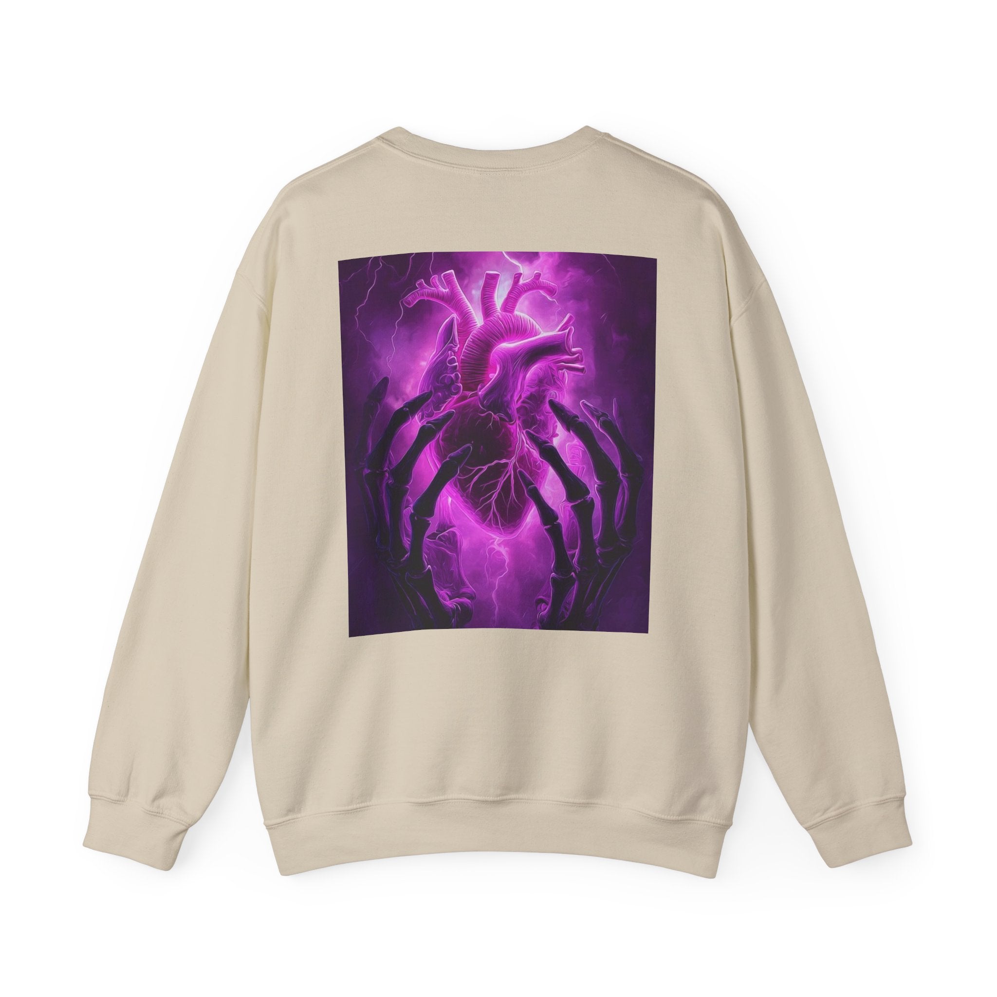 Crewneck Sweatshirt — Purple Lightning Anatomical Heart Graphic