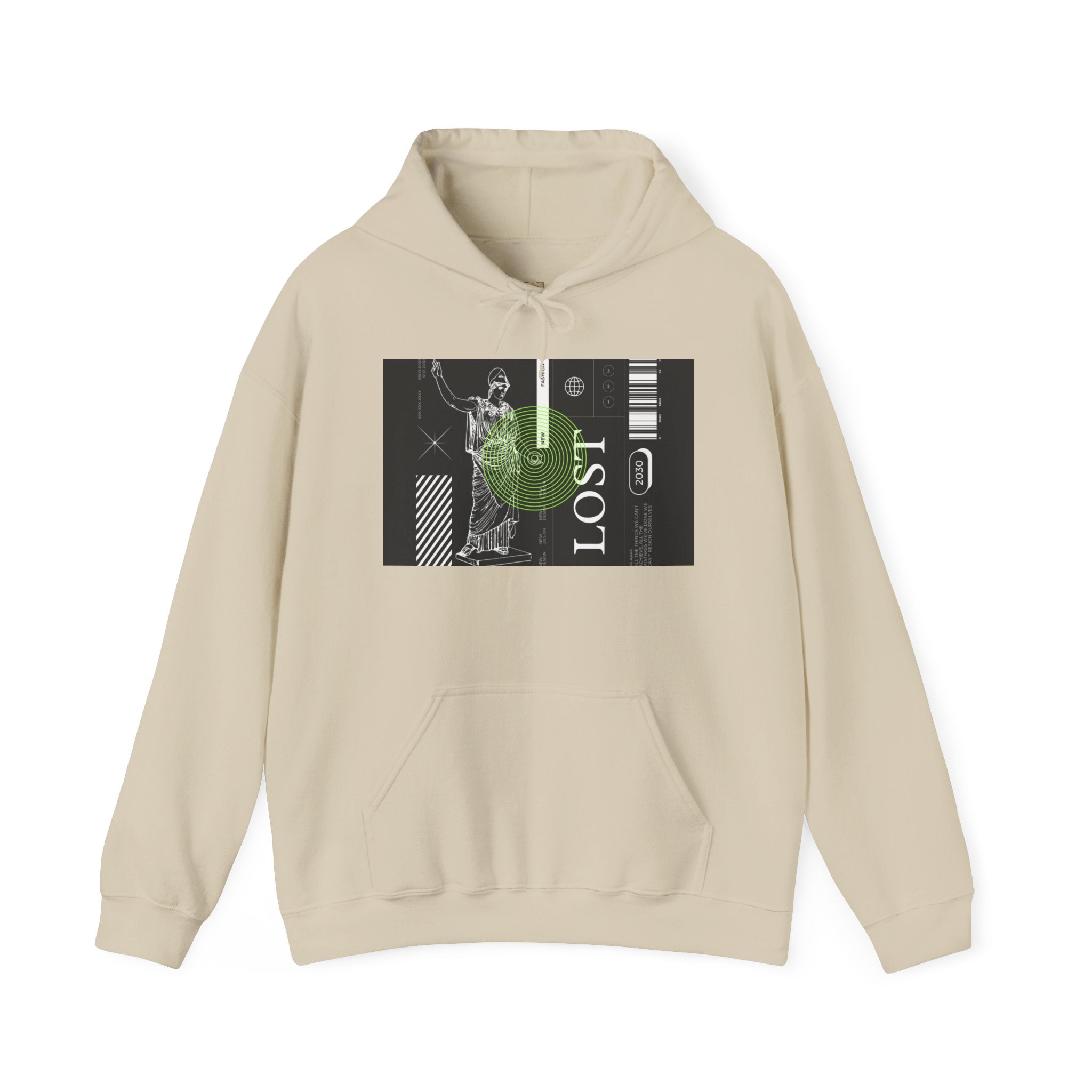 Lost World Hoodie — Vaporwave Glitch Graphic Pullover