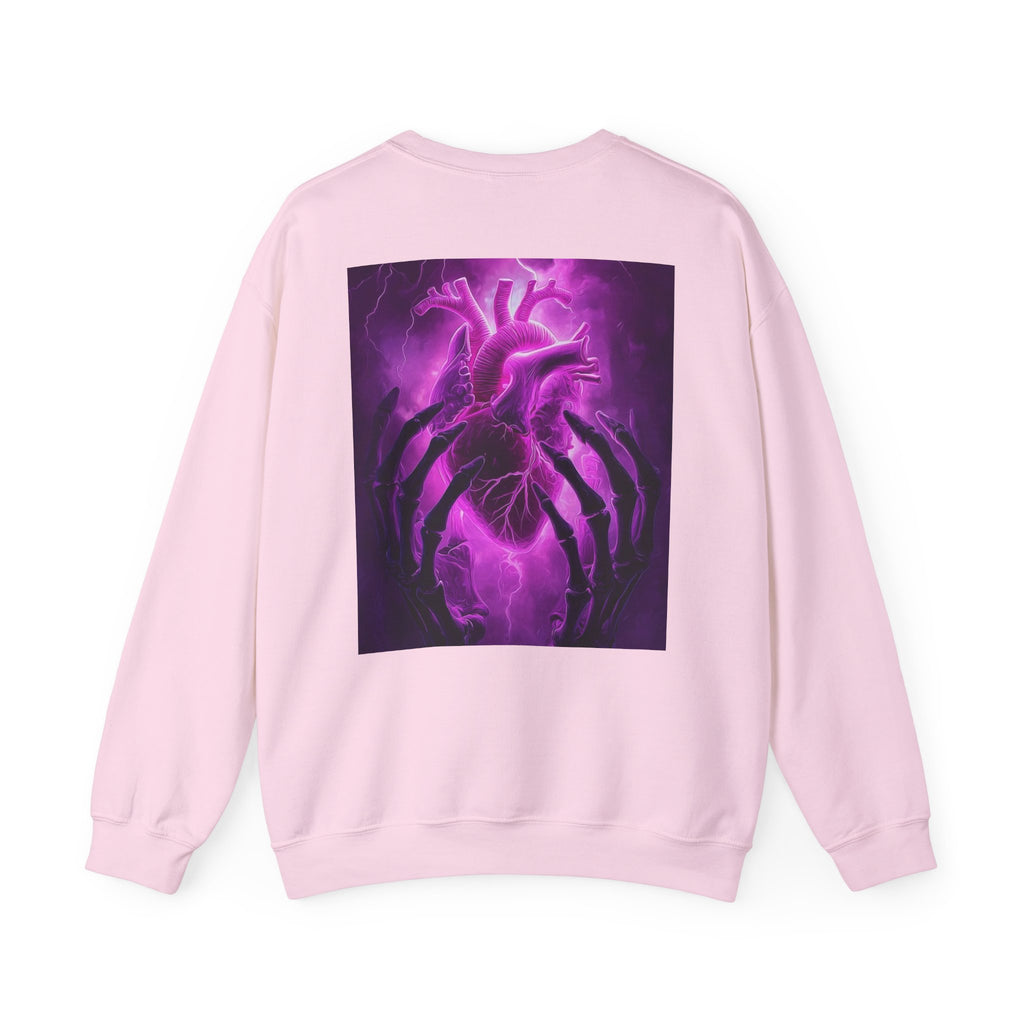 Crewneck Sweatshirt — Purple Lightning Anatomical Heart Graphic