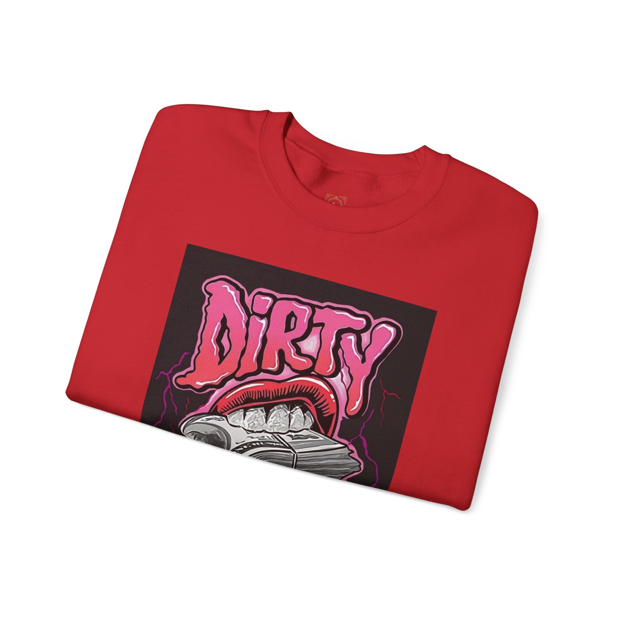 Dirty Money Crewneck Sweatshirt – Retro Graphic Money & Lips Design