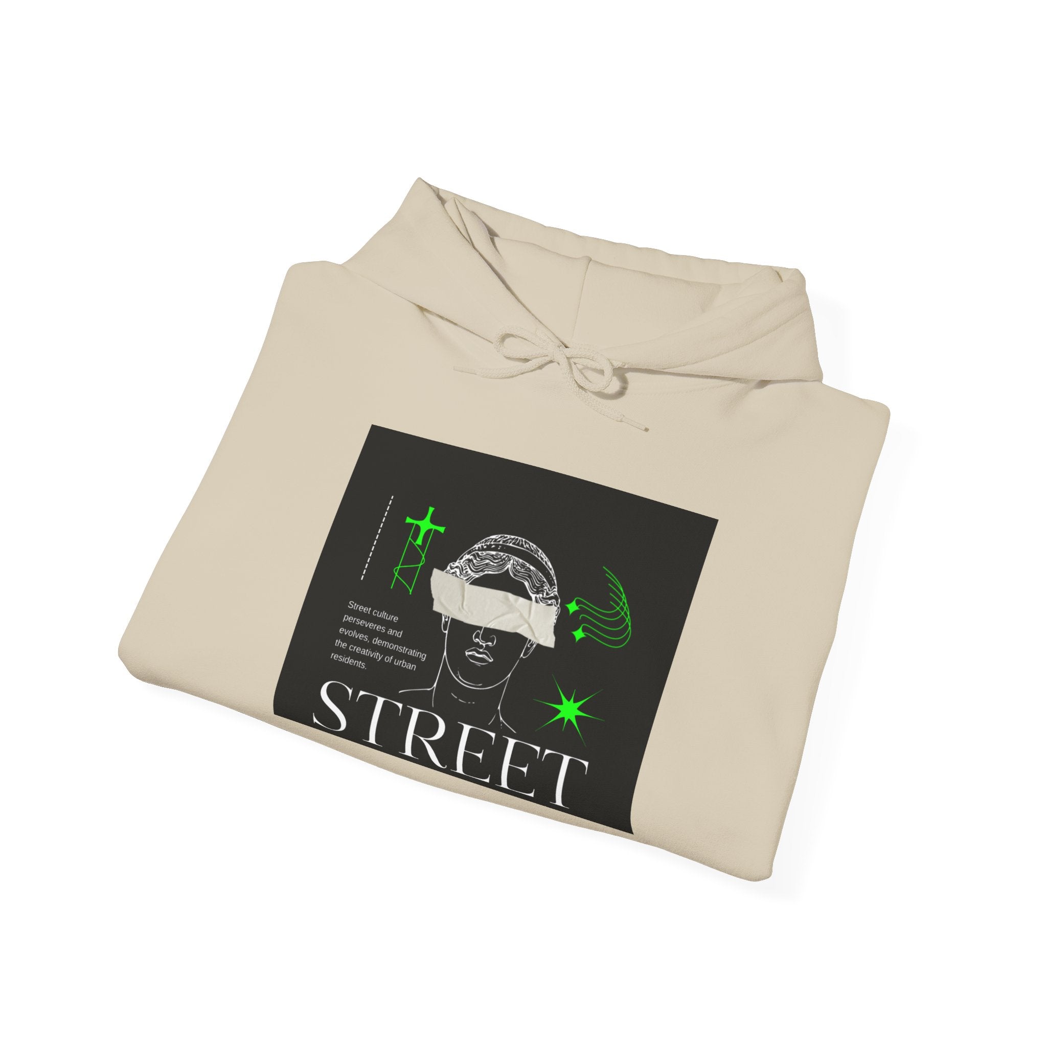 Street Culture Hoodie — Neon Green Graphic Urban Skull Sweatshirt